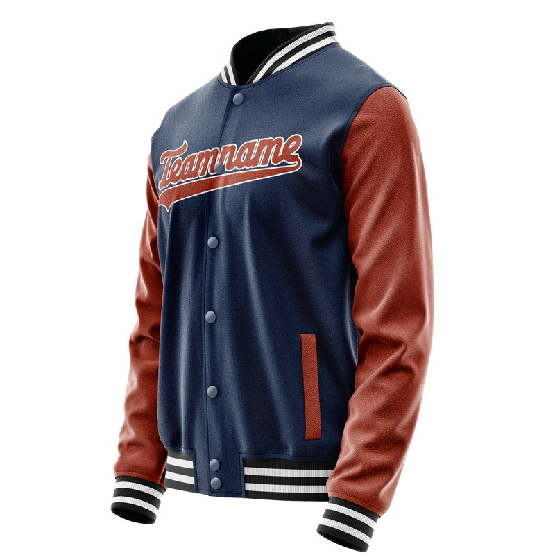 Custom Royal Brown Solid Color Varsity Letterman Jacket JA02240617XF544