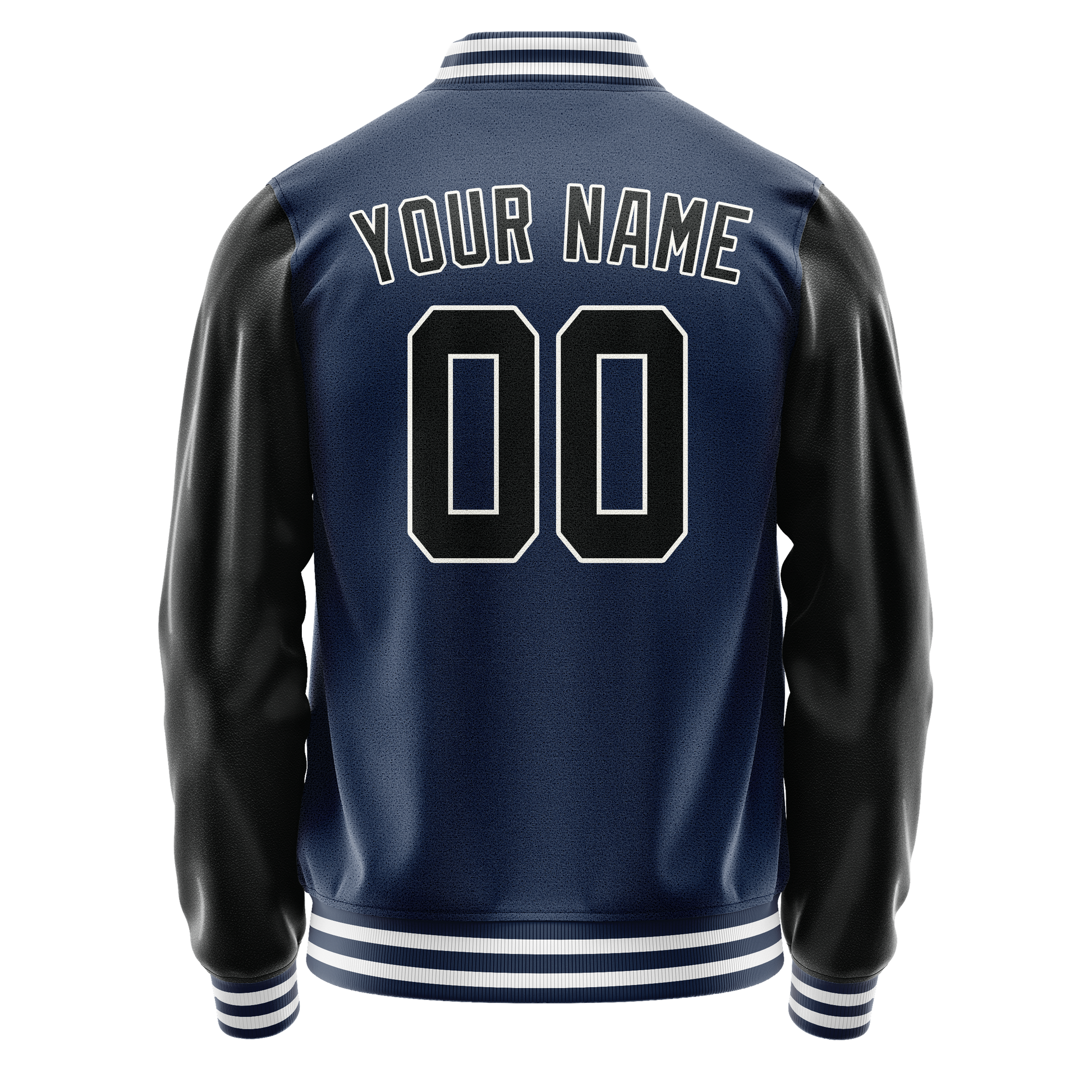 Custom Royal Black Solid Color Varsity Letterman Jacket JA02240617XF550