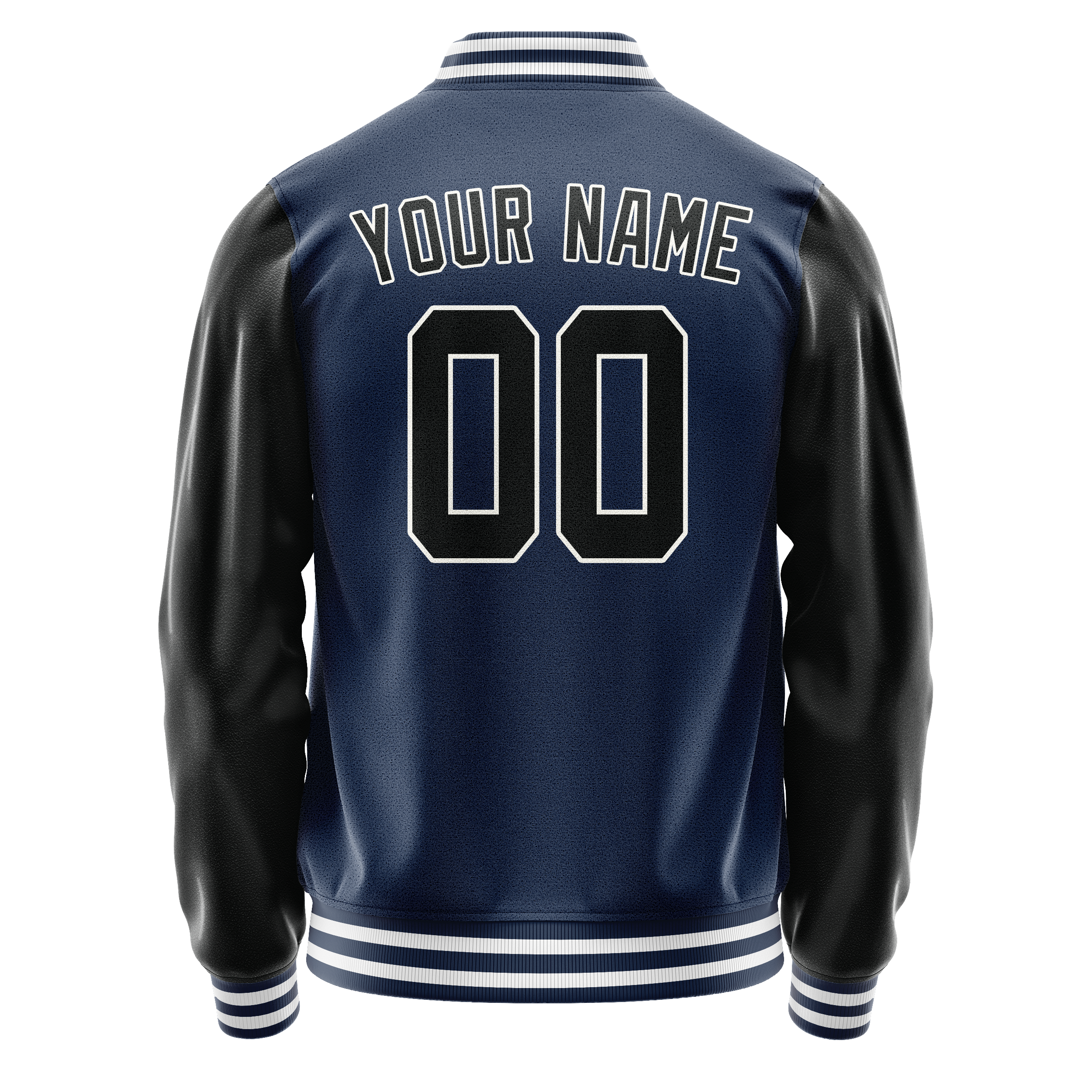 Custom Royal Black Solid Color Varsity Letterman Jacket JA02240617XF550