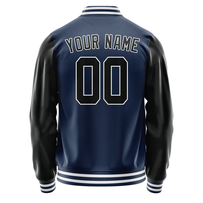 Custom Royal Black Solid Color Varsity Letterman Jacket JA02240617XF550