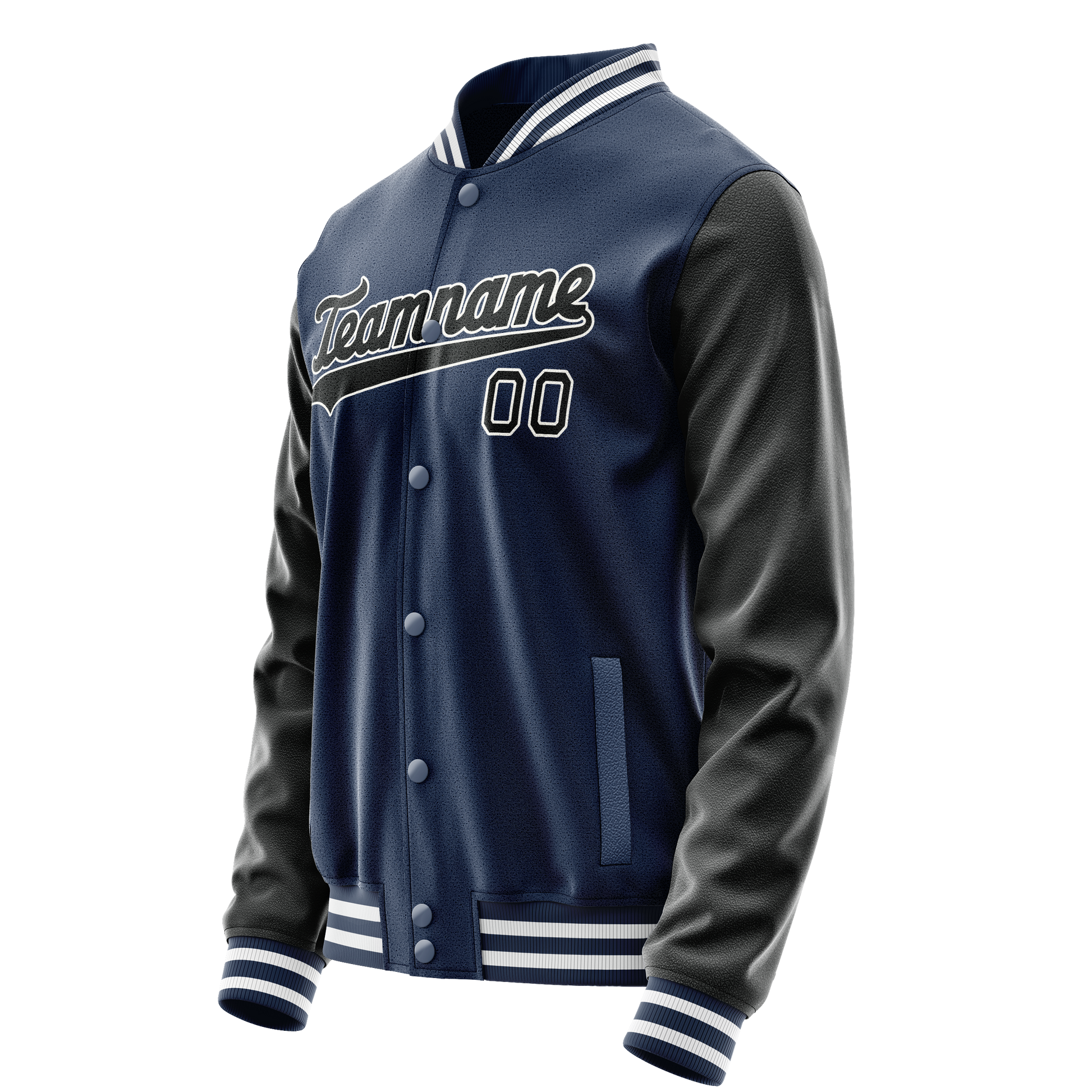 Custom Royal Black Solid Color Varsity Letterman Jacket JA02240617XF550