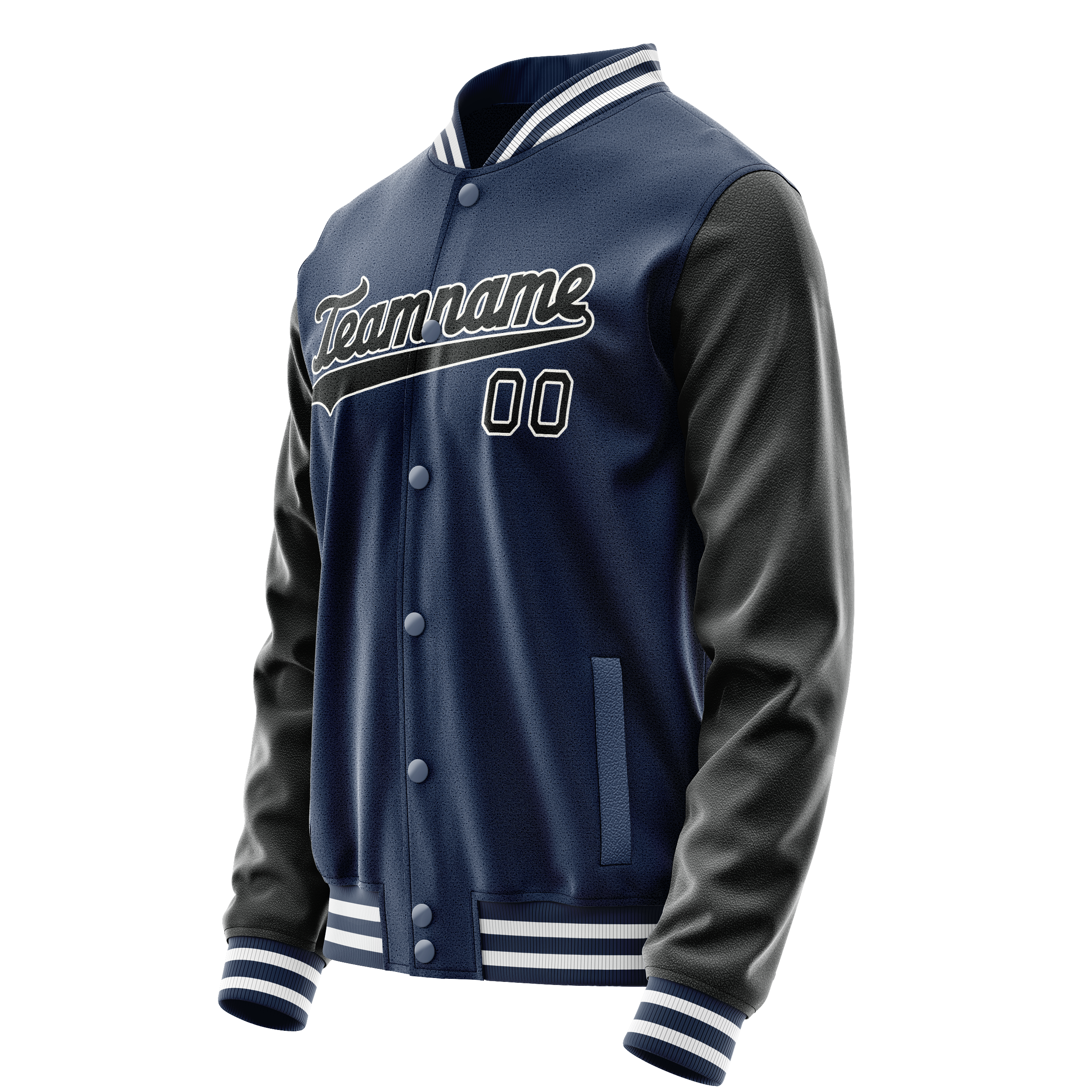 Custom Royal Black Solid Color Varsity Letterman Jacket JA02240617XF550