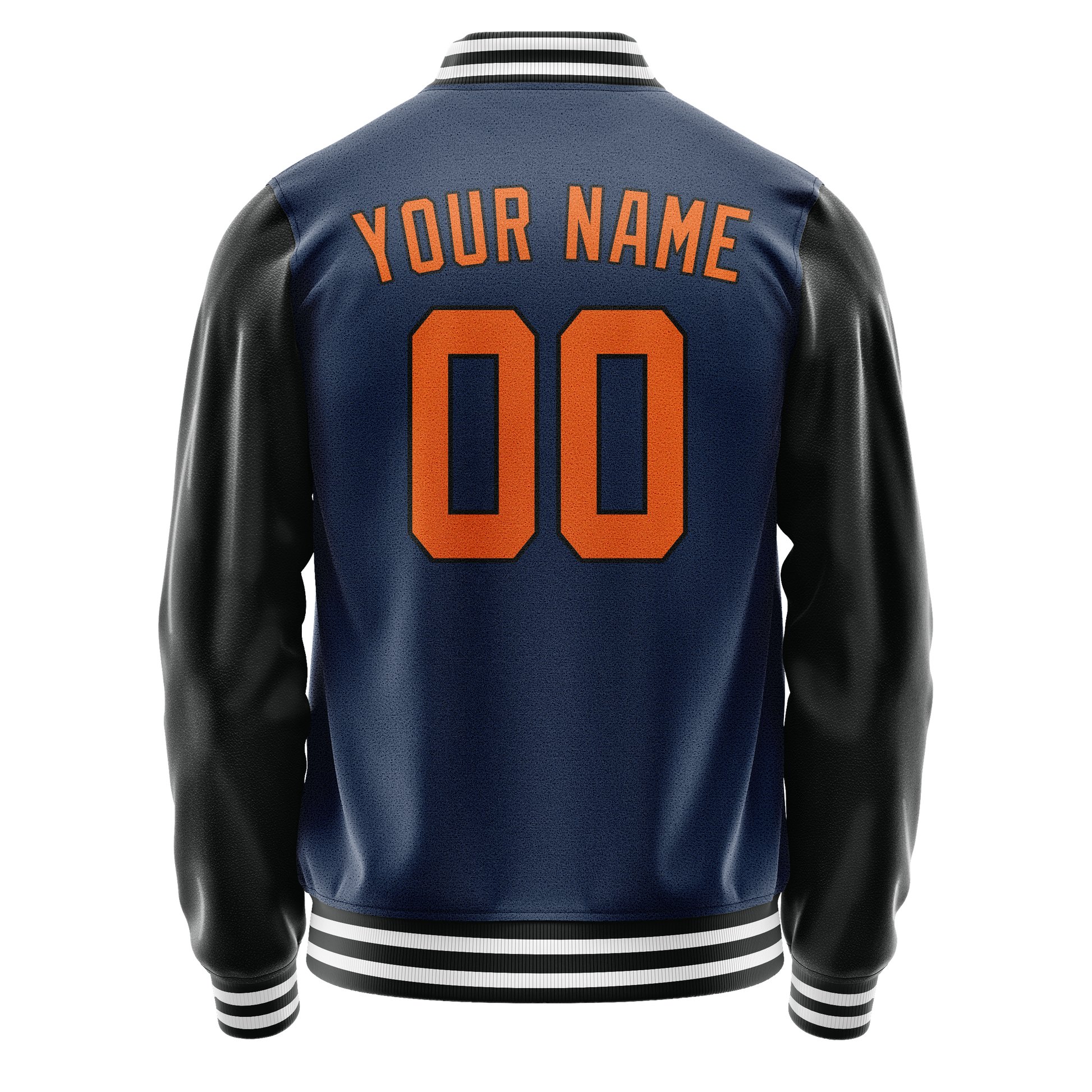 Custom Royal Black Solid Color Varsity Letterman Jacket JA02240617XF551