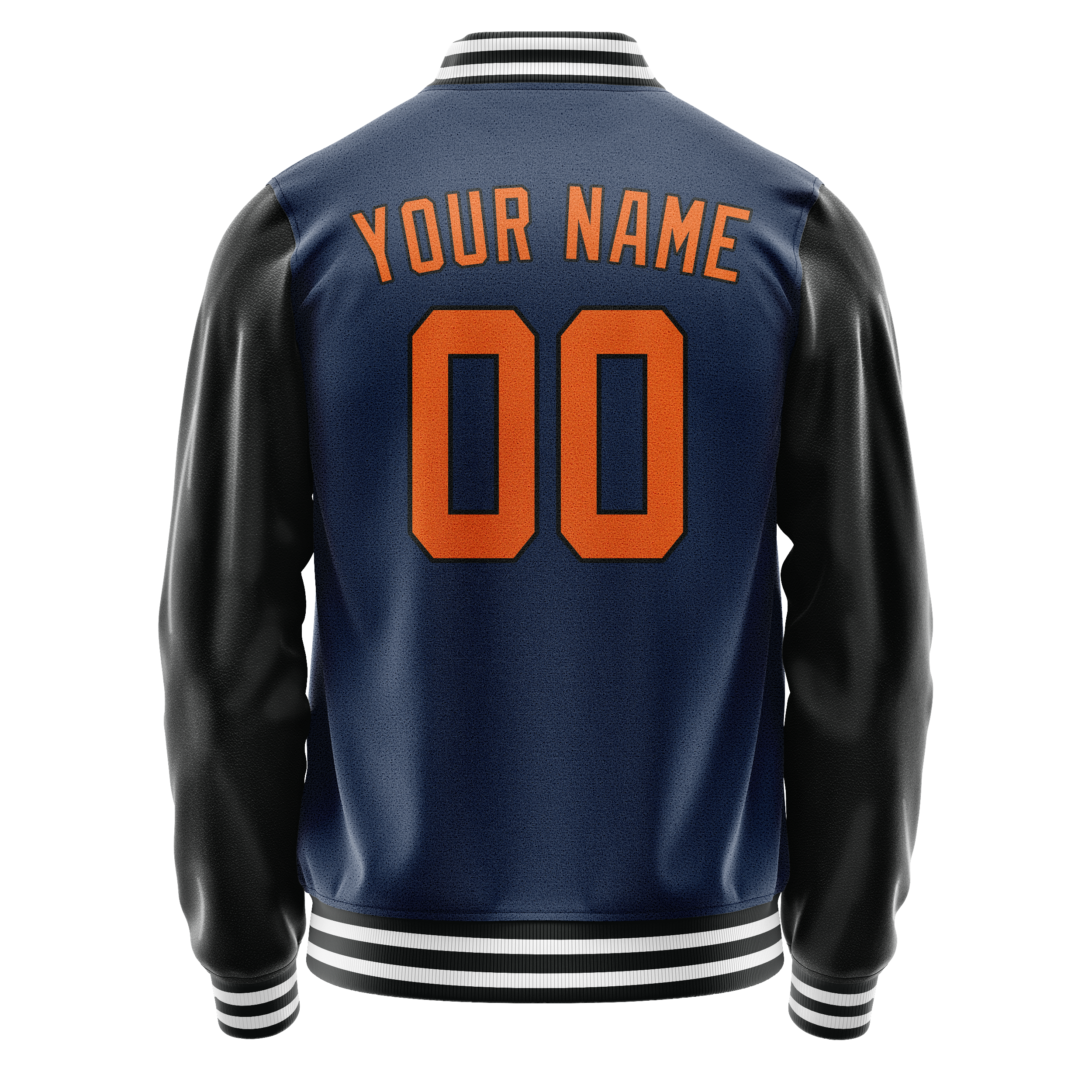 Custom Royal Black Solid Color Varsity Letterman Jacket JA02240617XF551