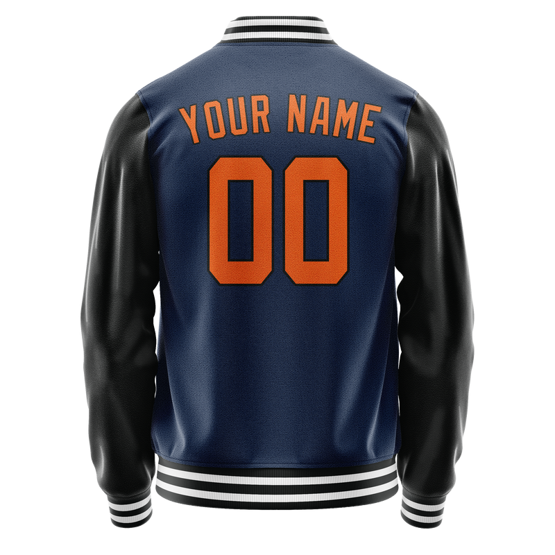 Custom Royal Black Solid Color Varsity Letterman Jacket JA02240617XF551