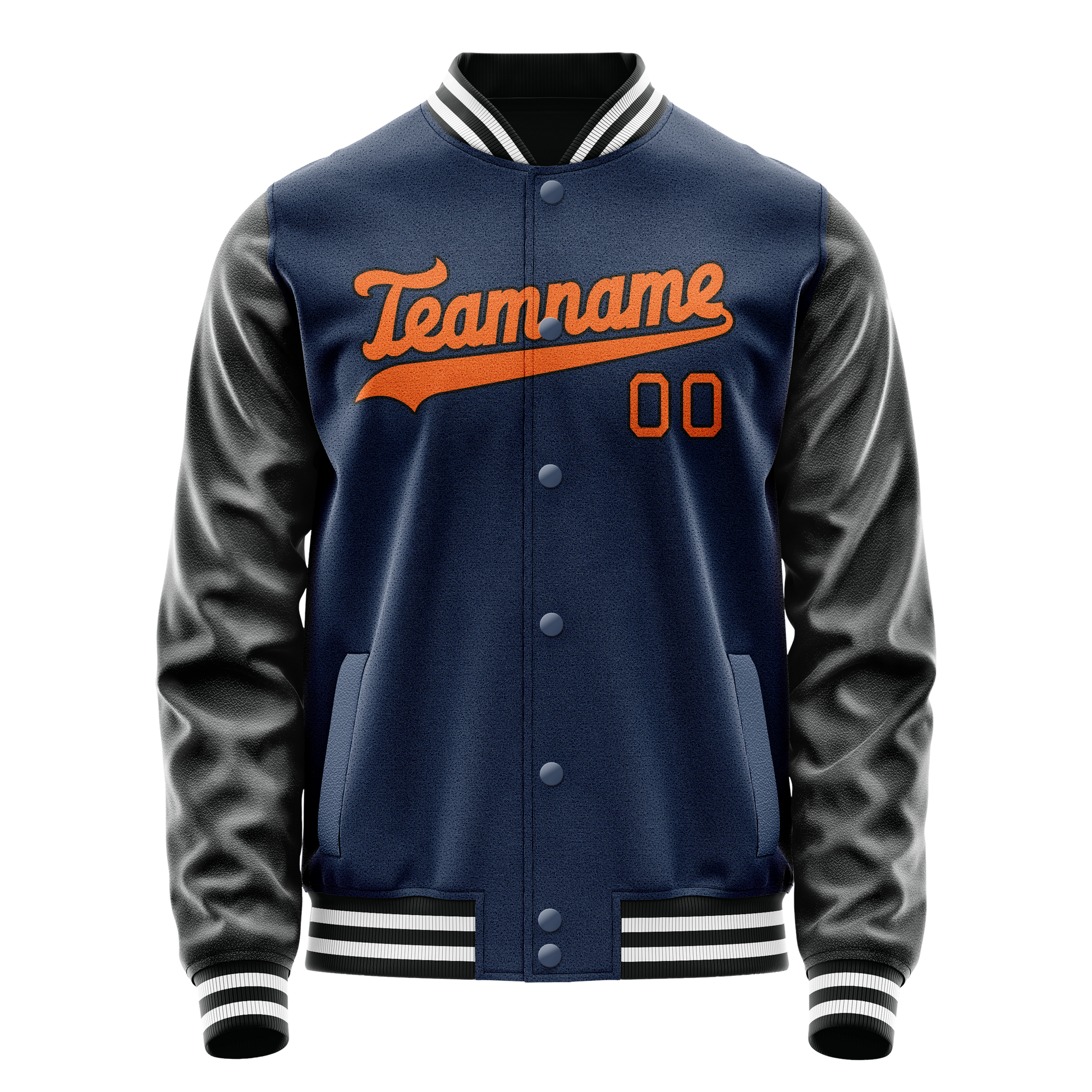 Custom Royal Black Solid Color Varsity Letterman Jacket JA02240617XF551