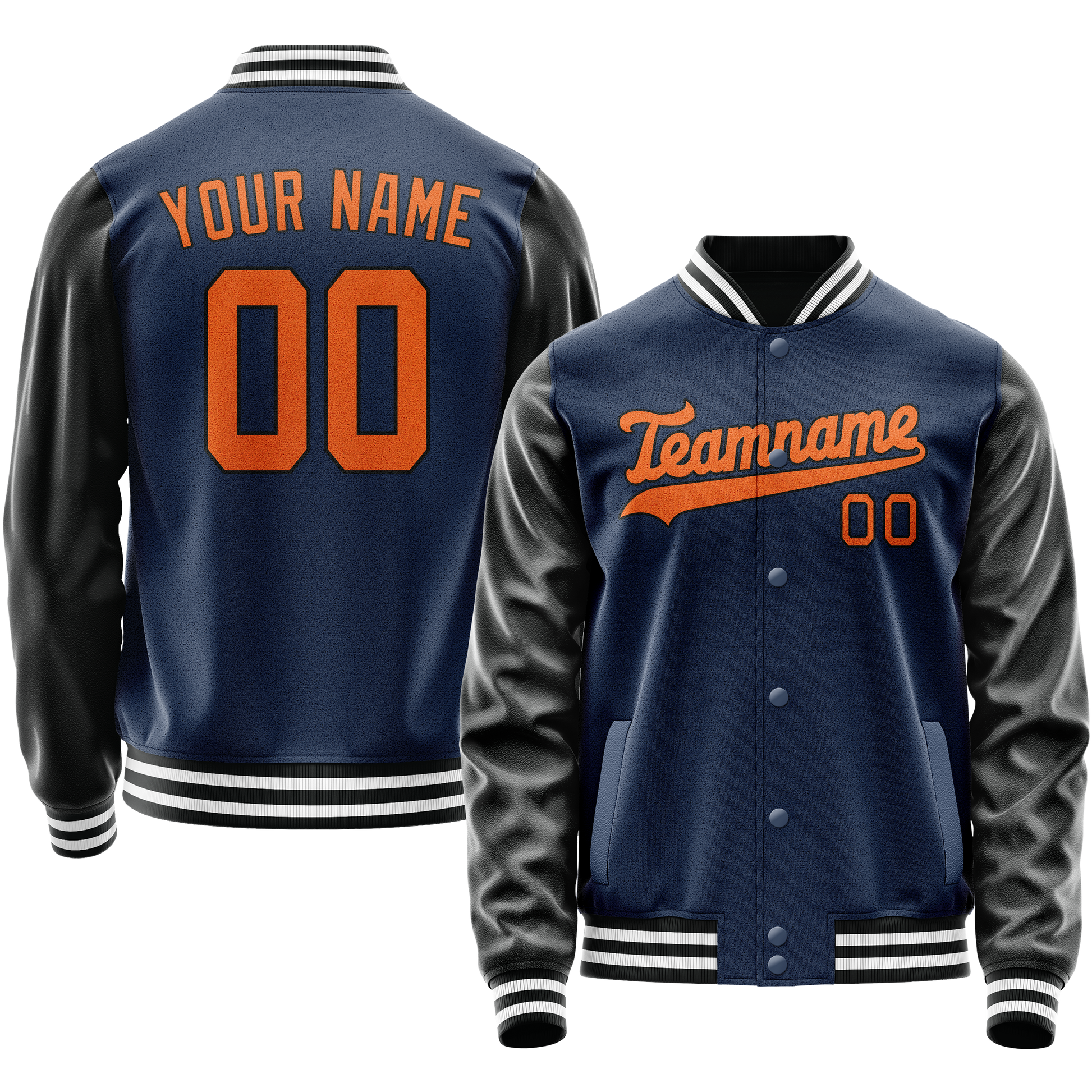 Custom Royal Black Solid Color Varsity Letterman Jacket JA02240617XF551