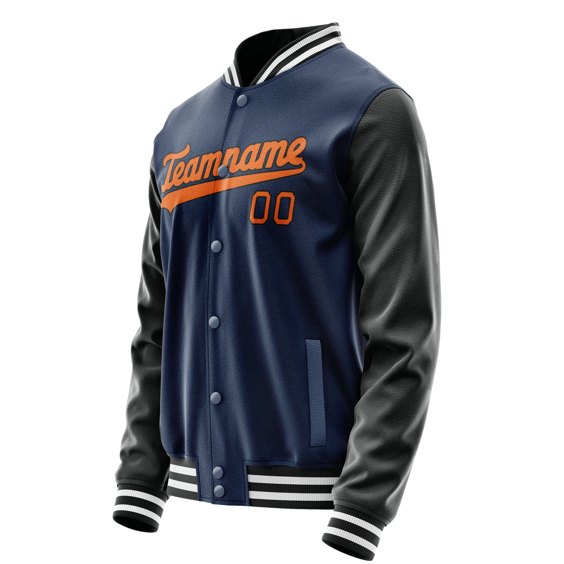 Custom Royal Black Solid Color Varsity Letterman Jacket JA02240617XF551