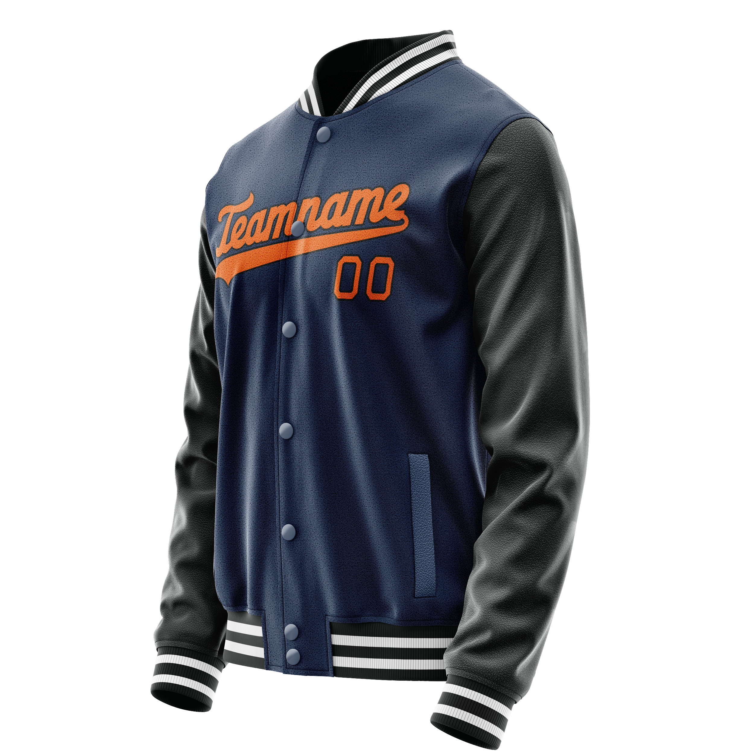 Custom Royal Black Solid Color Varsity Letterman Jacket JA02240617XF551