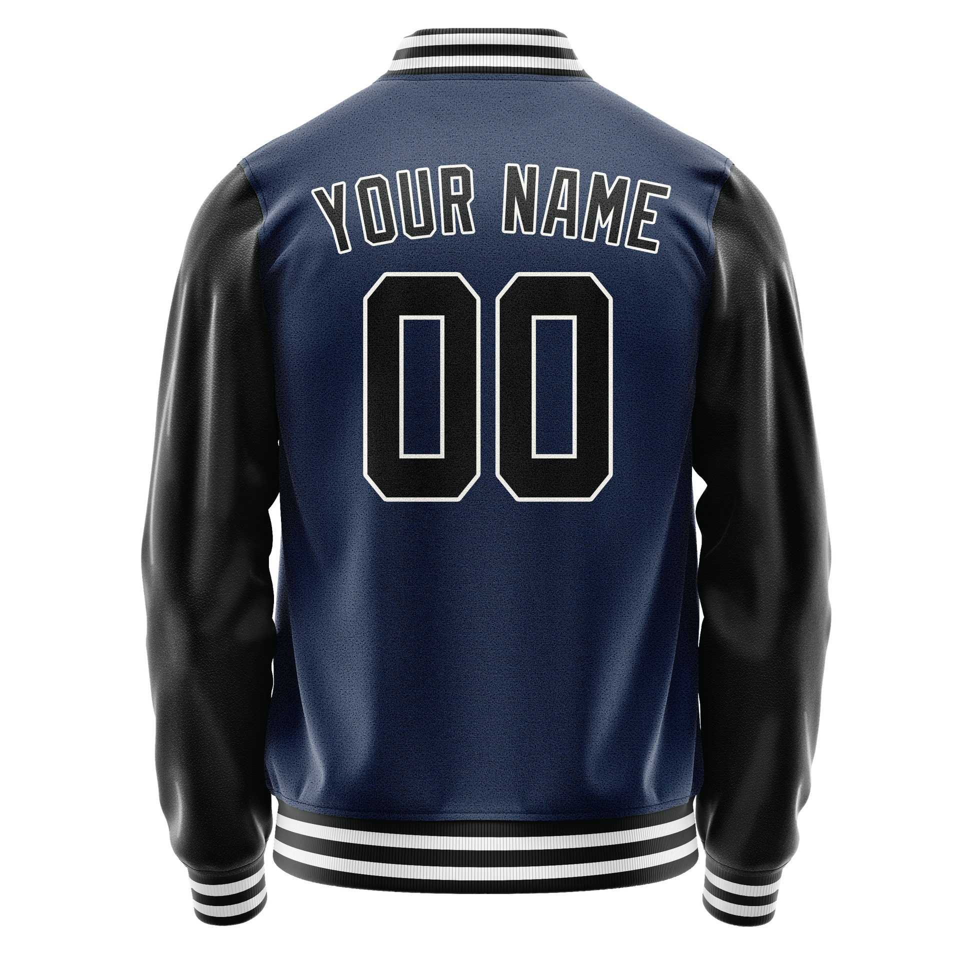 Custom Royal Black Solid Color Varsity Letterman Jacket JA02240617XF564