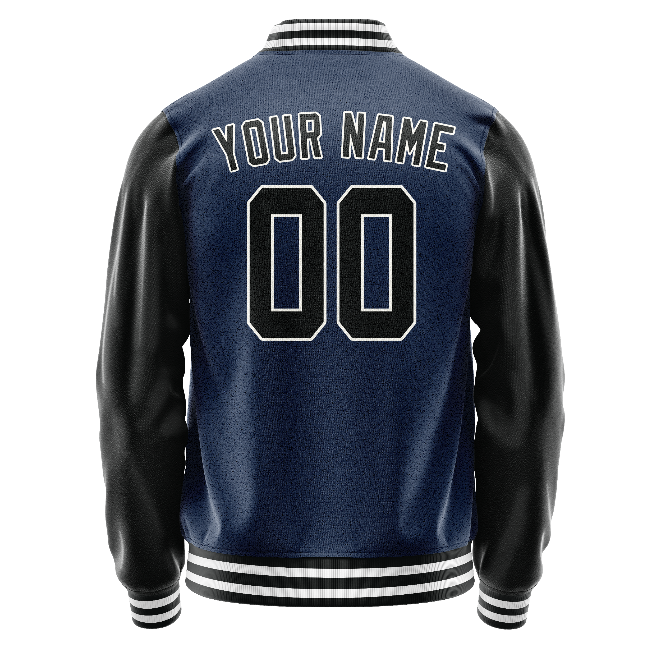 Custom Royal Black Solid Color Varsity Letterman Jacket JA02240617XF564