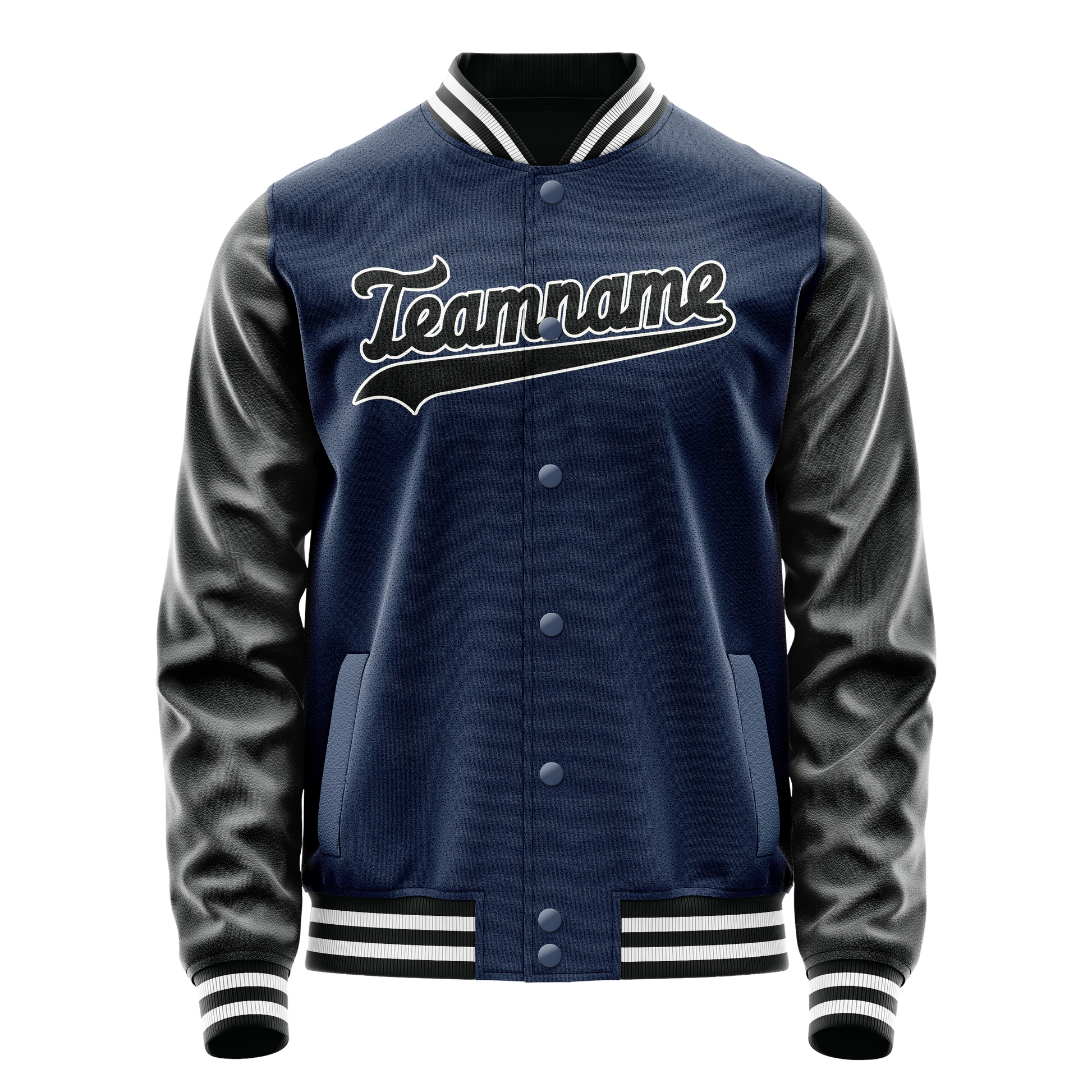 Custom Royal Black Solid Color Varsity Letterman Jacket JA02240617XF564