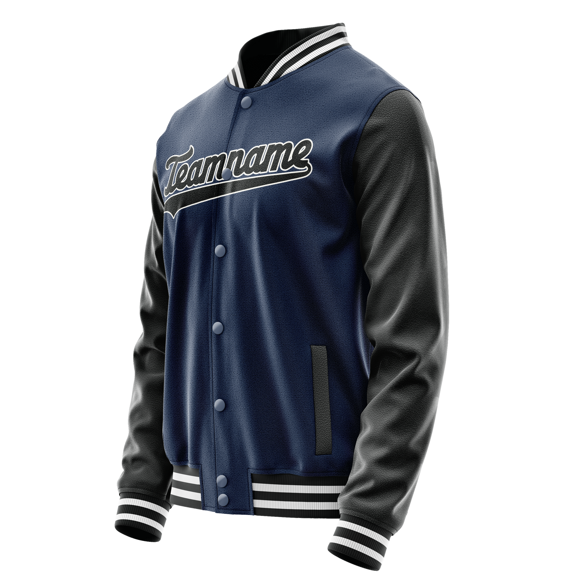 Custom Royal Black Solid Color Varsity Letterman Jacket JA02240617XF564