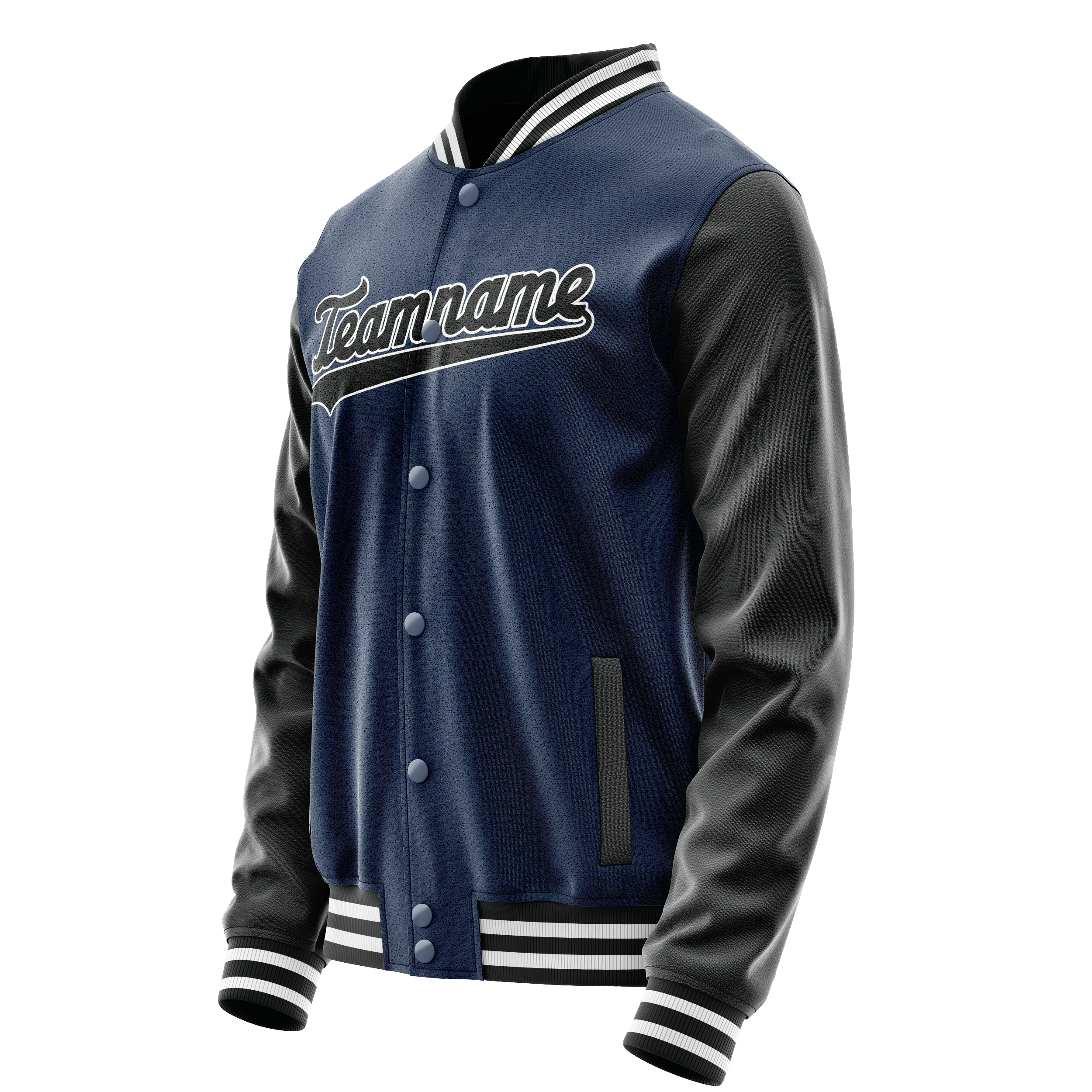 Custom Royal Black Solid Color Varsity Letterman Jacket JA02240617XF564