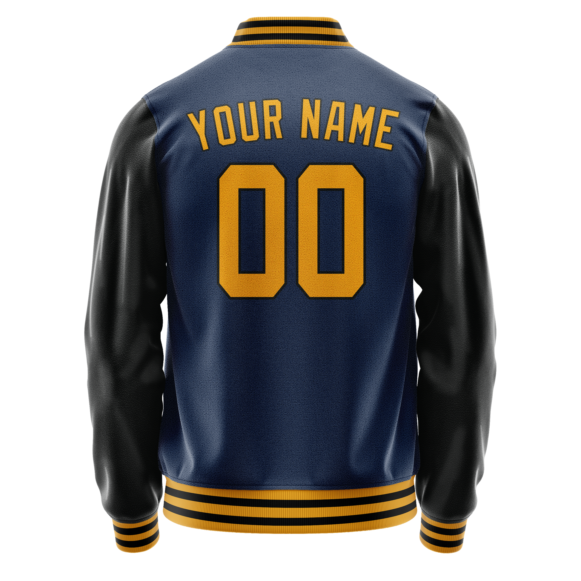 Custom Royal Black Solid Color Varsity Letterman Jacket JA02240617XF562
