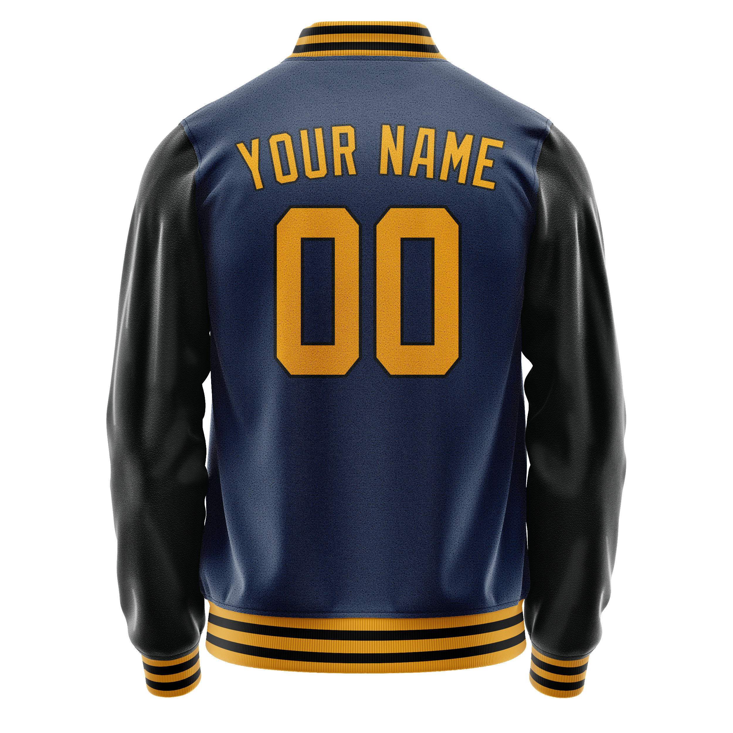 Custom Royal Black Solid Color Varsity Letterman Jacket JA02240617XF562