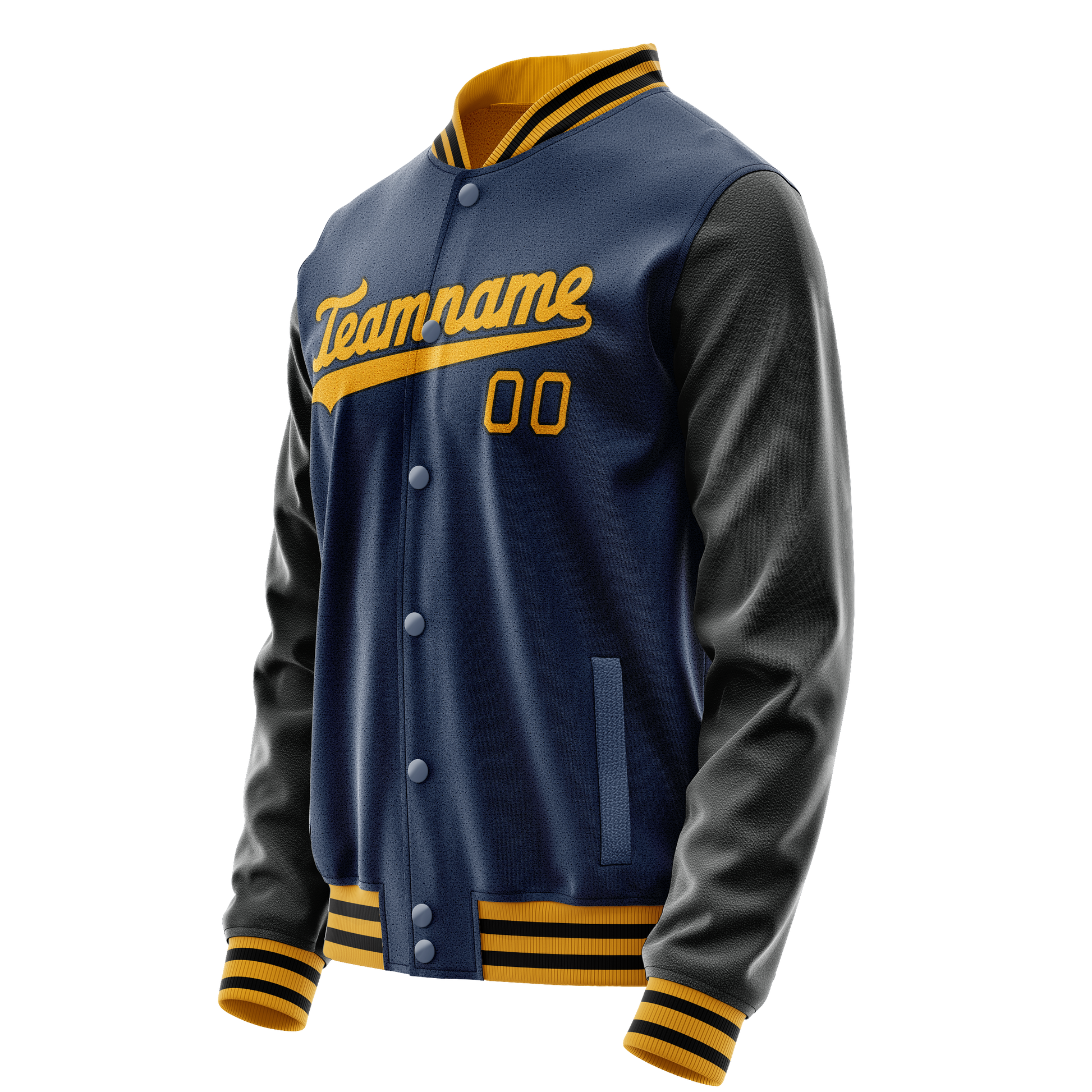 Custom Royal Black Solid Color Varsity Letterman Jacket JA02240617XF562