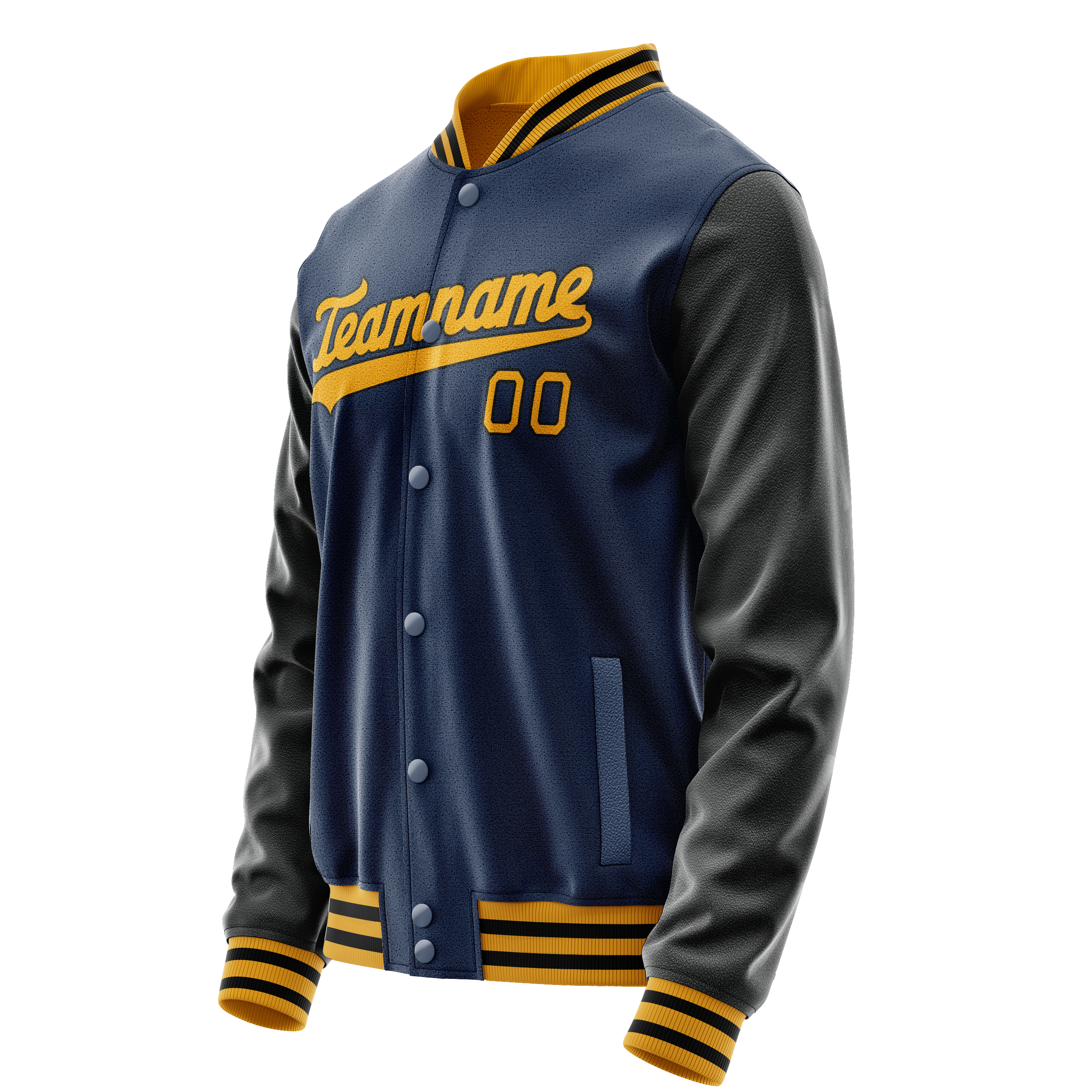 Custom Royal Black Solid Color Varsity Letterman Jacket JA02240617XF562