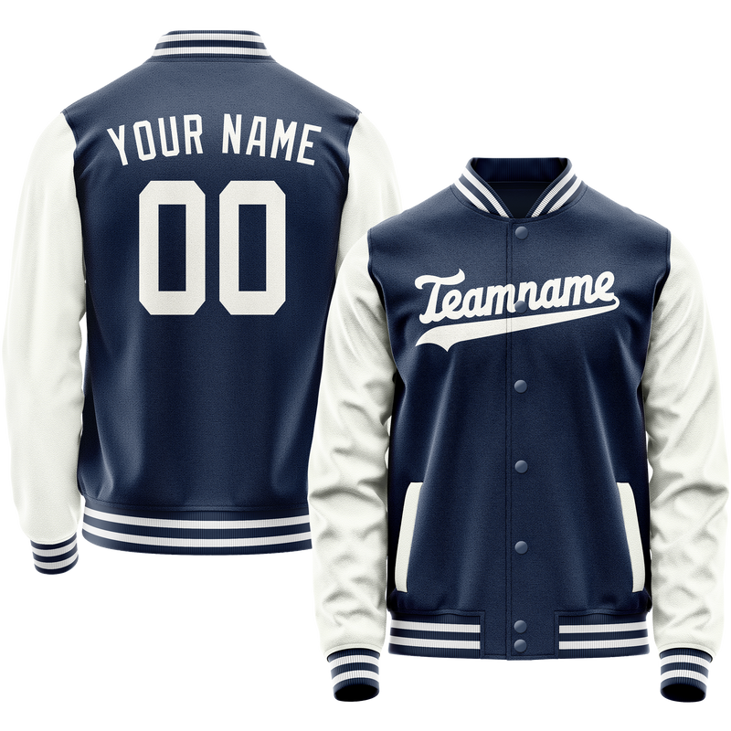 Custom Royal White Solid Color Varsity Letterman Jacket JA02240617XF547