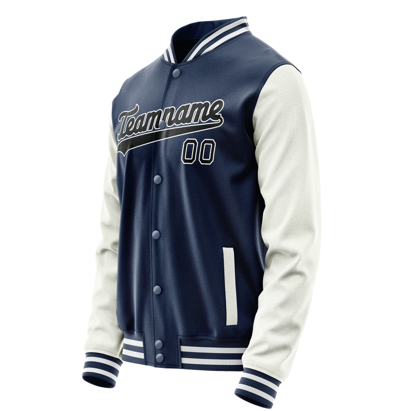 Custom Royal White Solid Color Varsity Letterman Jacket JA02240617XF542