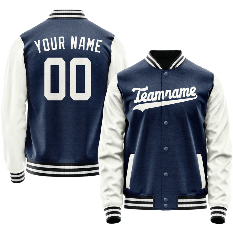 Custom Royal White Solid Color Varsity Letterman Jacket JA02240617XF566