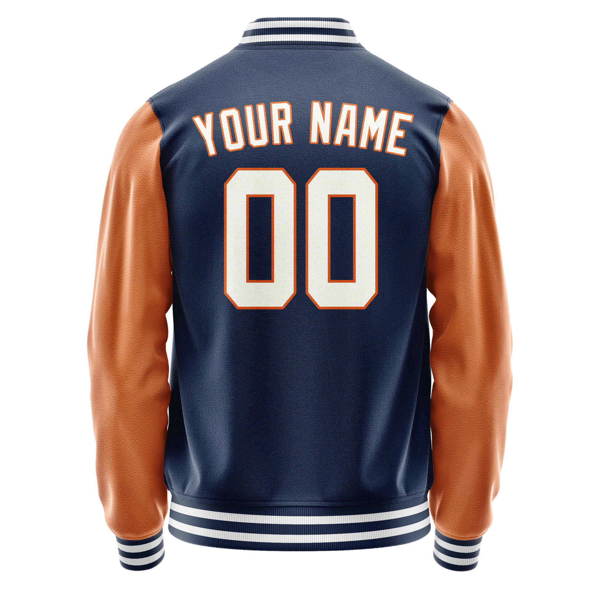 Custom Royal Texas-Orange Solid Color Varsity Letterman Jacket JA02240617XF558