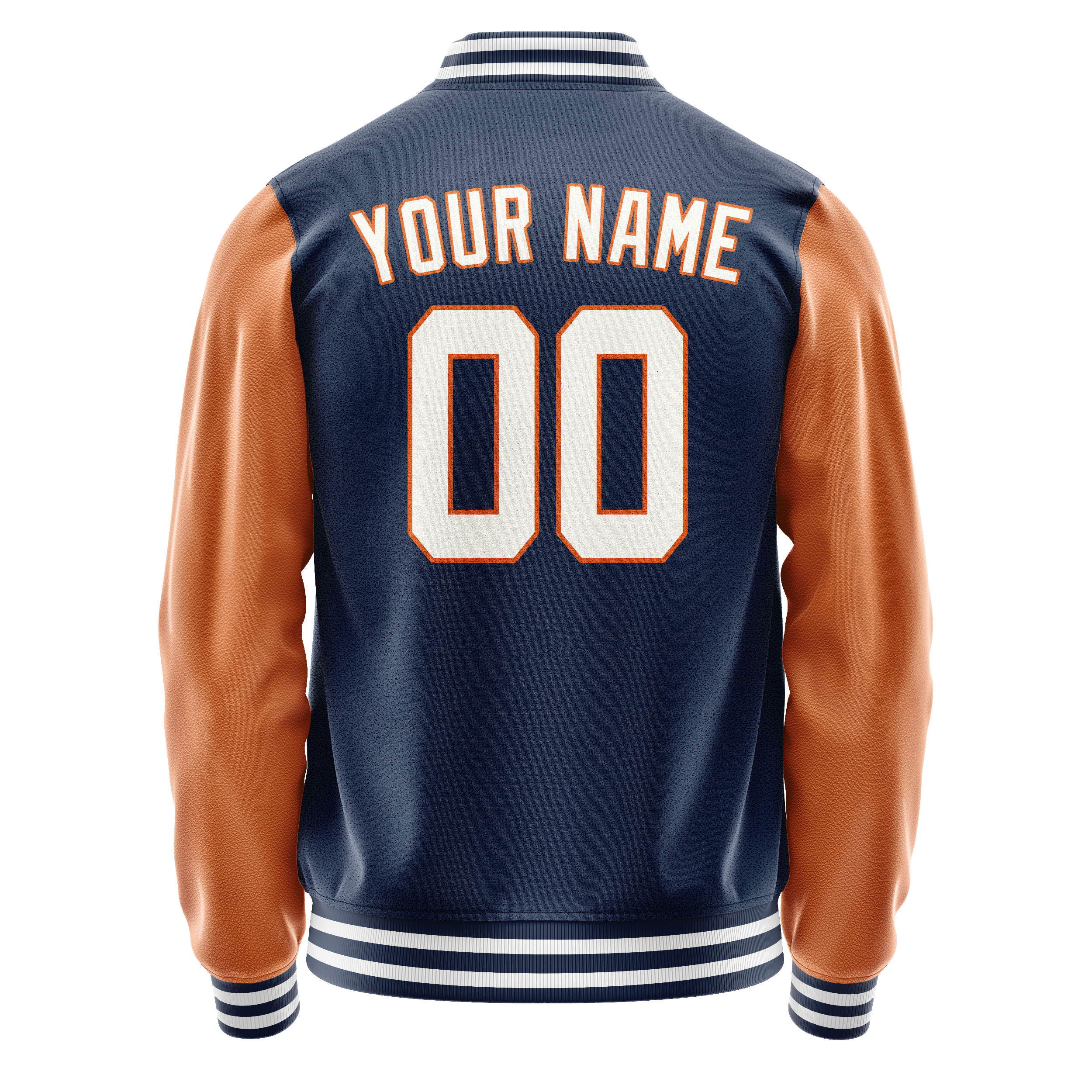 Custom Royal Texas-Orange Solid Color Varsity Letterman Jacket JA02240617XF558