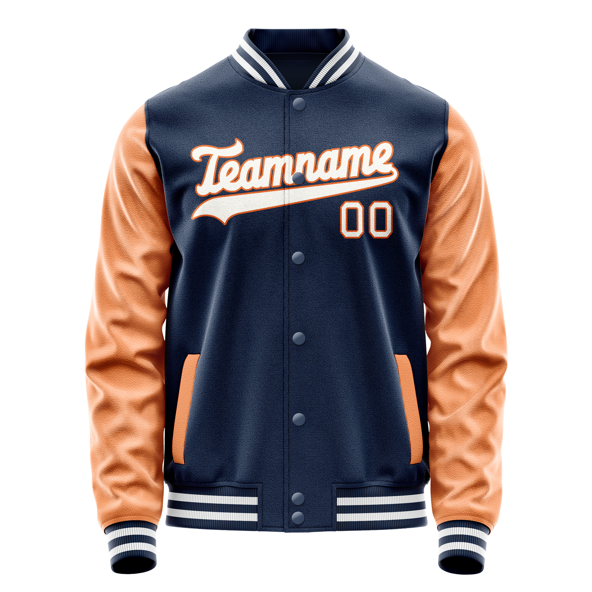 Custom Royal Texas-Orange Solid Color Varsity Letterman Jacket JA02240617XF558
