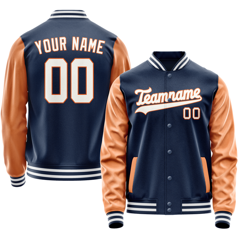 Custom Royal Texas-Orange Solid Color Varsity Letterman Jacket JA02240617XF558