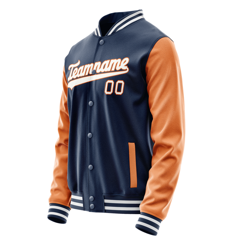 Custom Royal Texas-Orange Solid Color Varsity Letterman Jacket JA02240617XF558