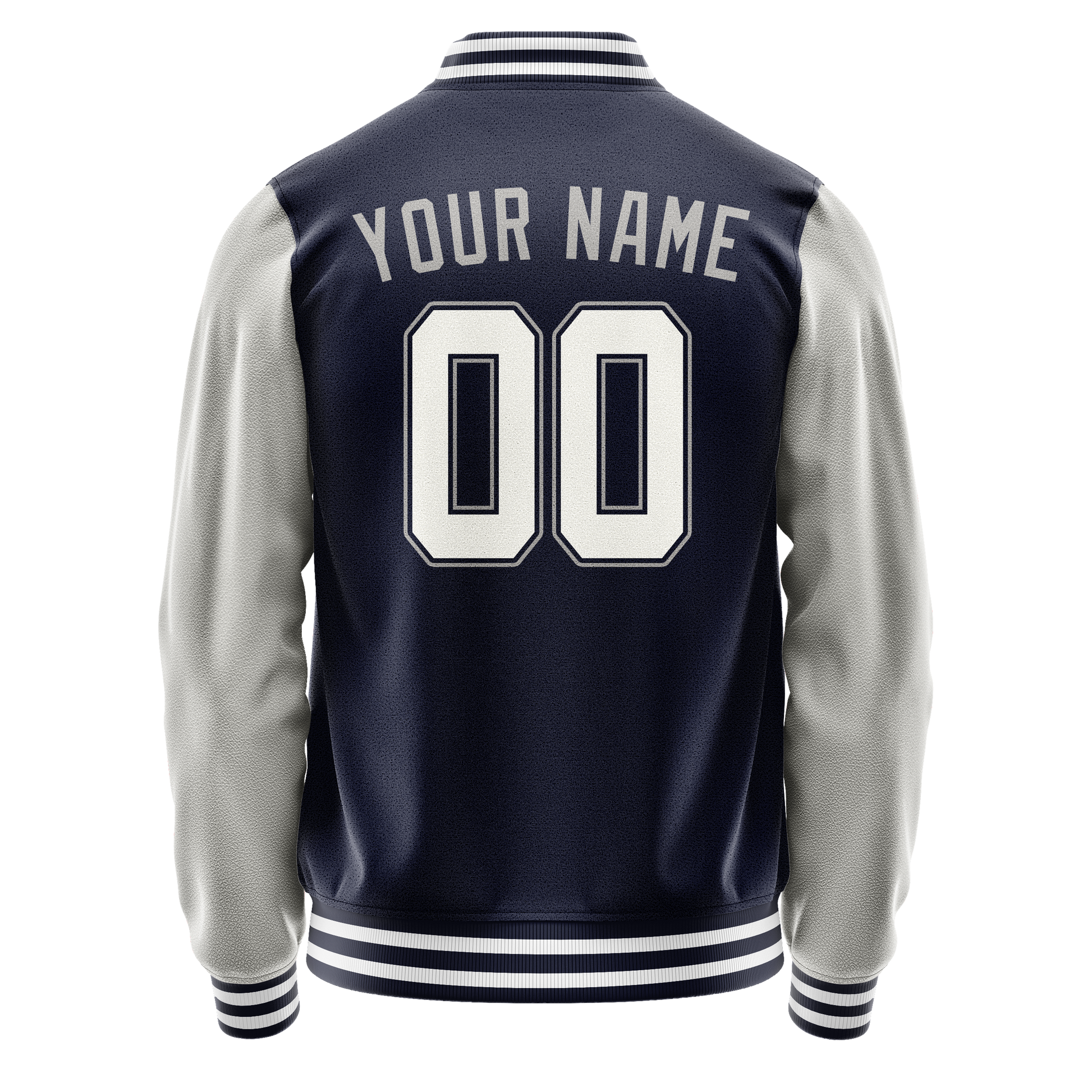 Custom Navy Gray Solid Color Varsity Letterman Jacket JA02240617KZ293