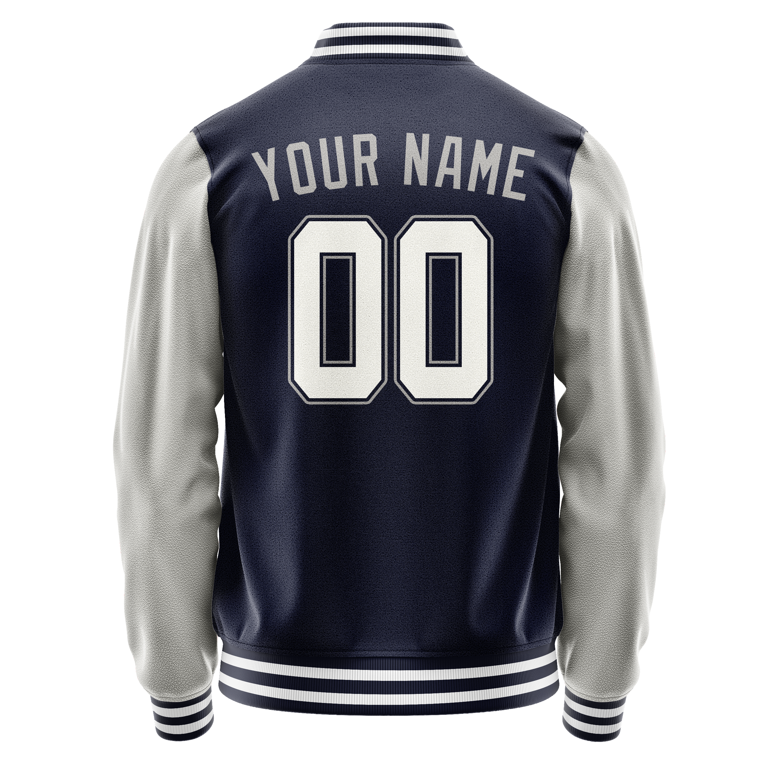 Custom Navy Gray Solid Color Varsity Letterman Jacket JA02240617KZ293