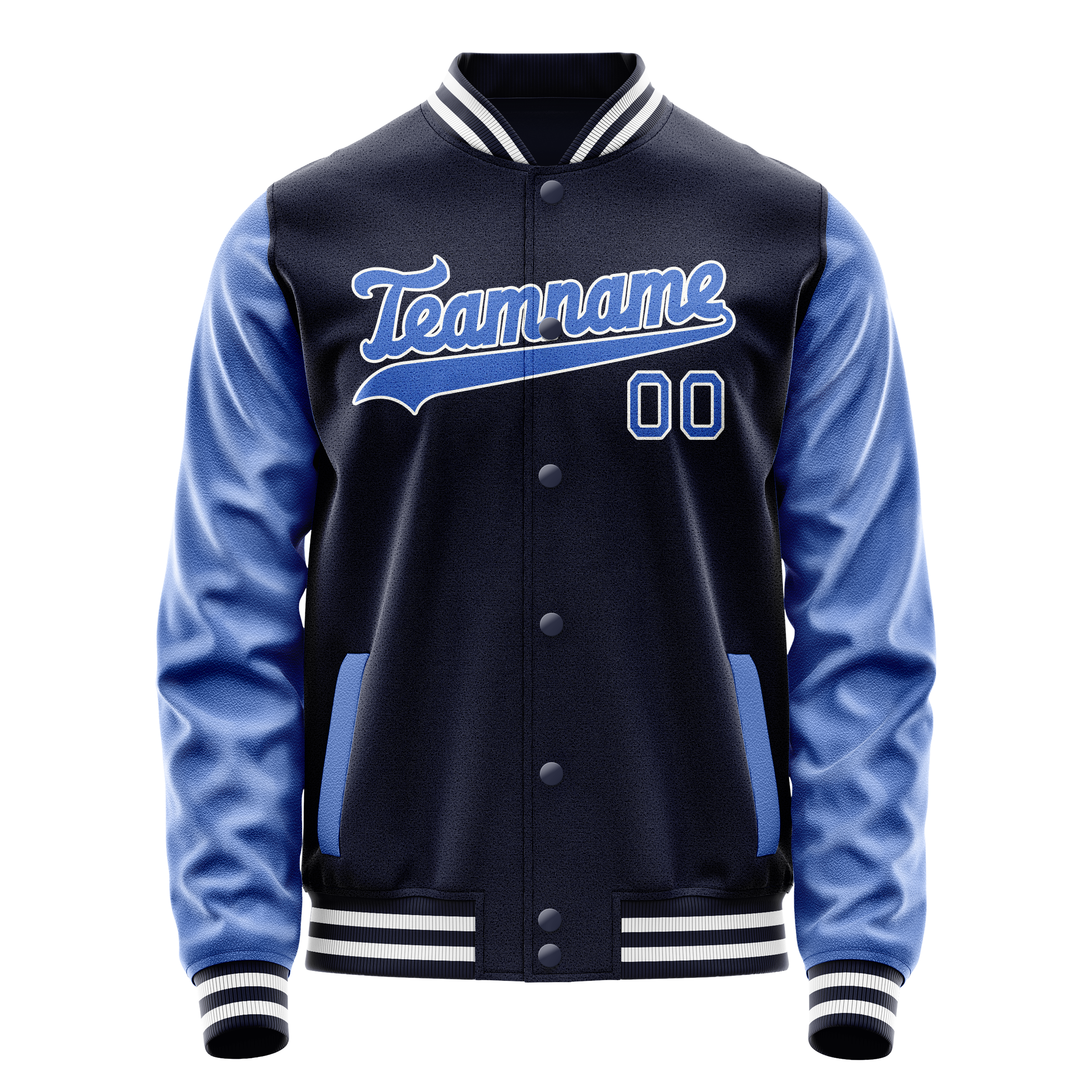 Custom Navy Royal Solid Color Varsity Letterman Jacket JA02240617KZ274