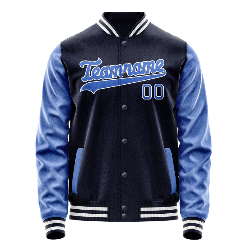 Custom Navy Royal Solid Color Varsity Letterman Jacket JA02240617KZ274