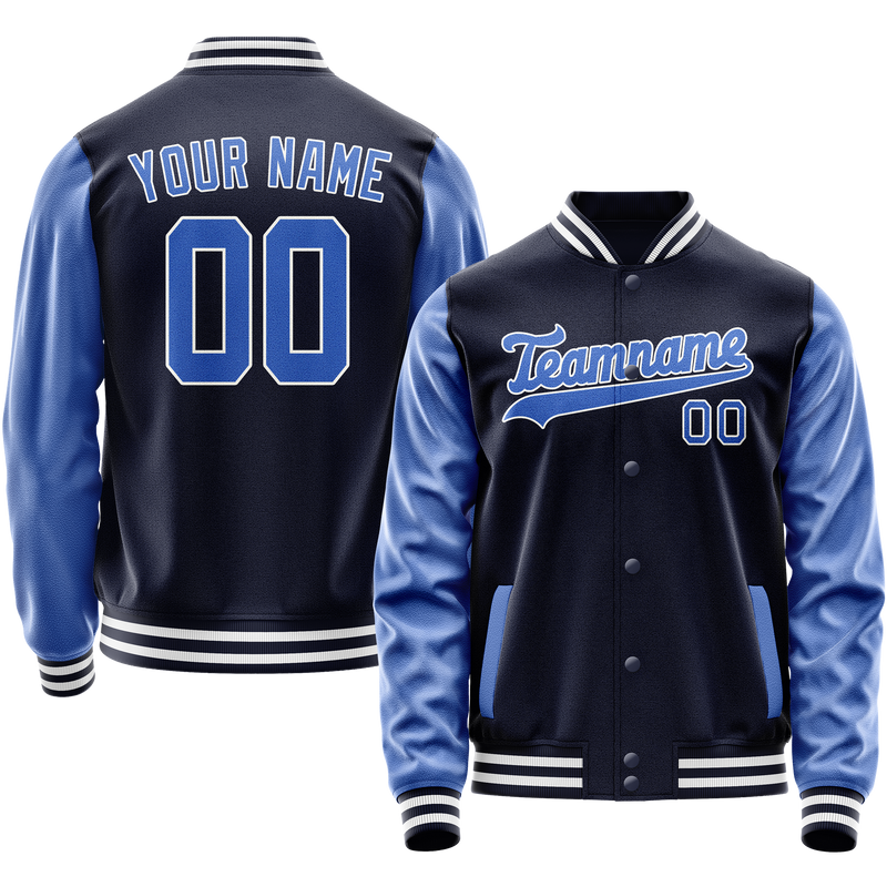 Custom Navy Royal Solid Color Varsity Letterman Jacket JA02240617KZ274
