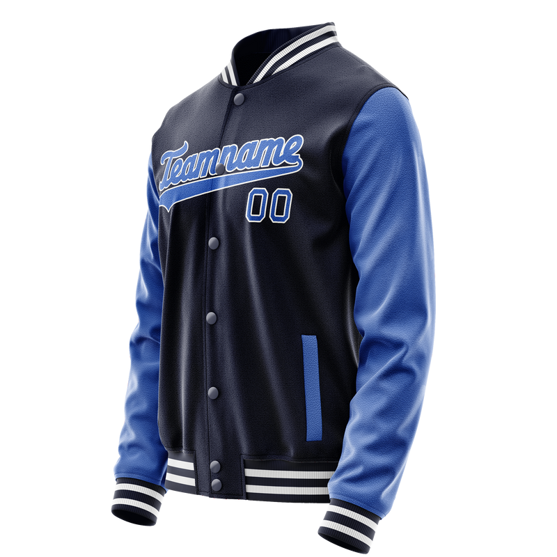 Custom Navy Royal Solid Color Varsity Letterman Jacket JA02240617KZ274