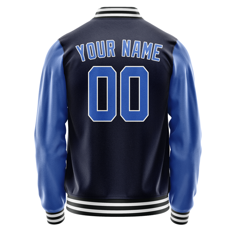 Custom Navy Royal Solid Color Varsity Letterman Jacket JA02240617KZ276