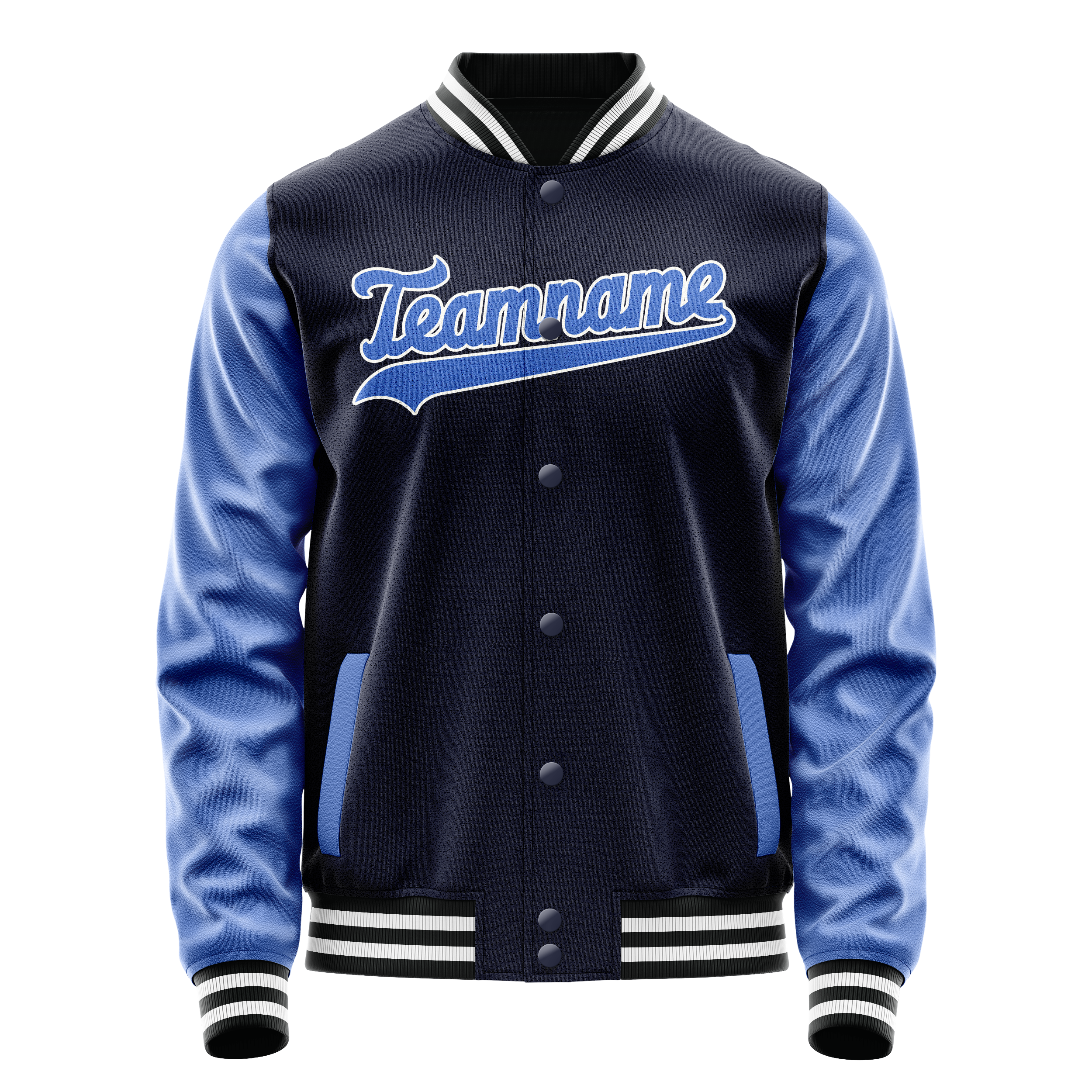 Custom Navy Royal Solid Color Varsity Letterman Jacket JA02240617KZ276