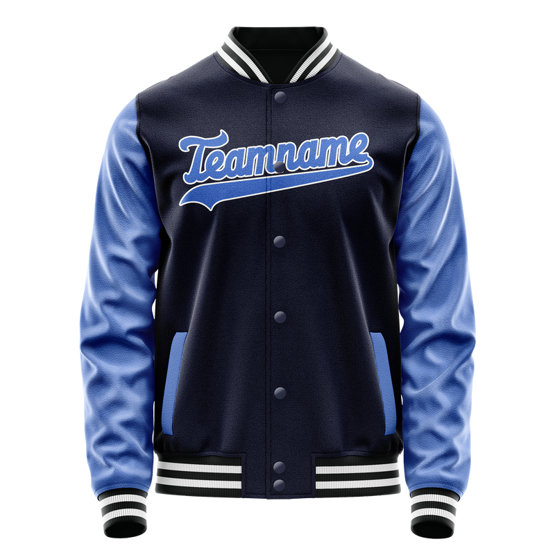 Custom Navy Royal Solid Color Varsity Letterman Jacket JA02240617KZ276