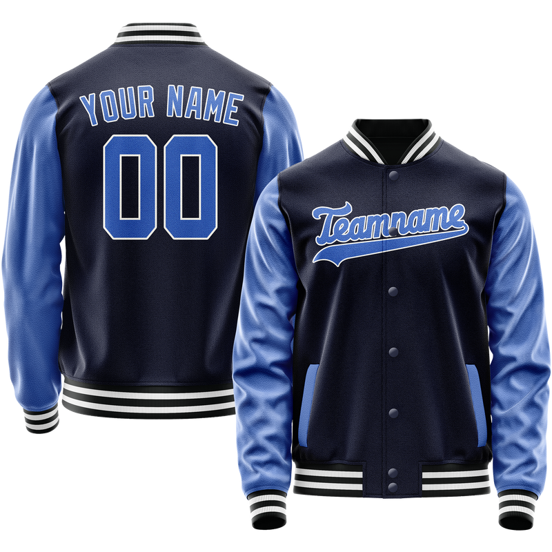 Custom Navy Royal Solid Color Varsity Letterman Jacket JA02240617KZ276