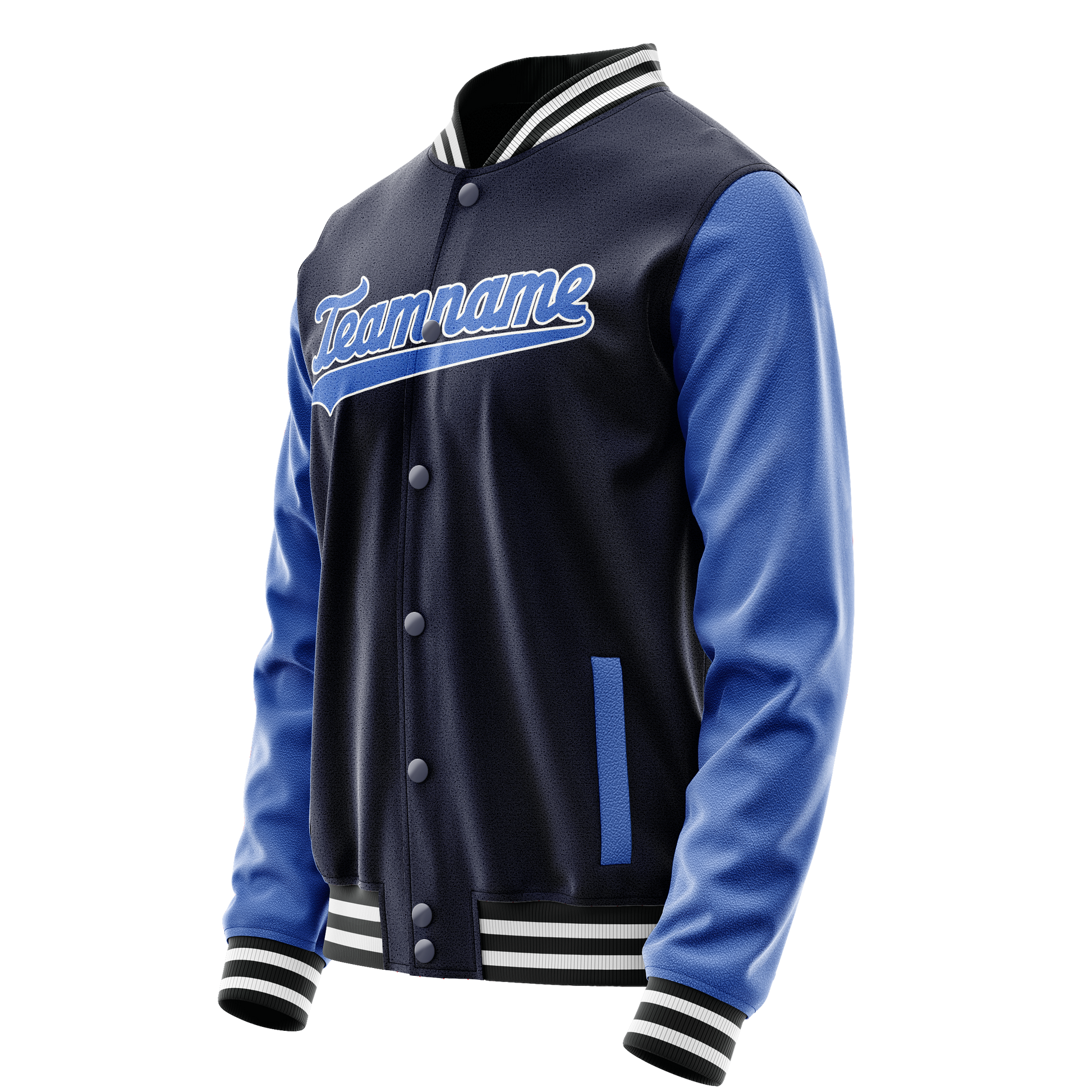 Custom Navy Royal Solid Color Varsity Letterman Jacket JA02240617KZ276