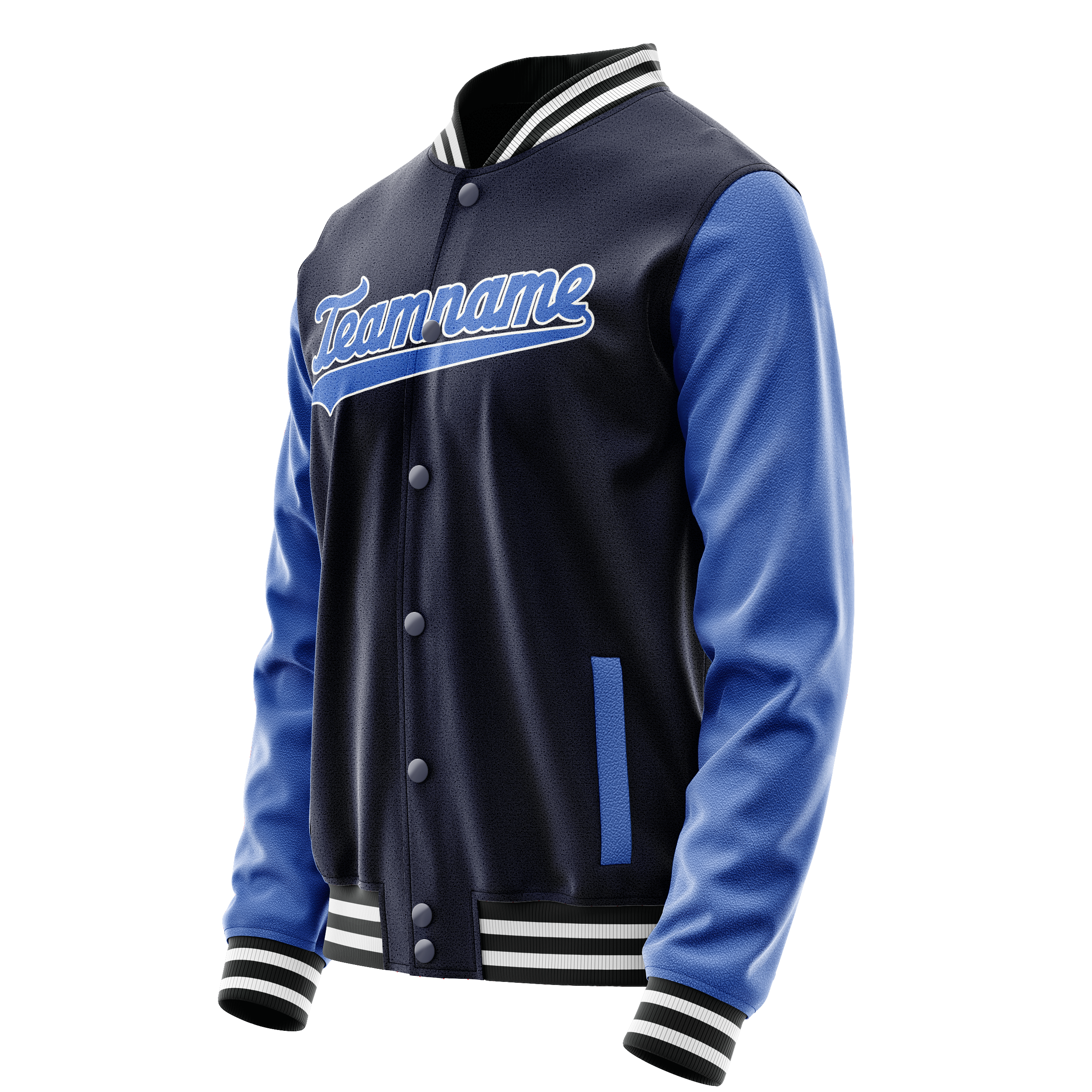 Custom Navy Royal Solid Color Varsity Letterman Jacket JA02240617KZ276