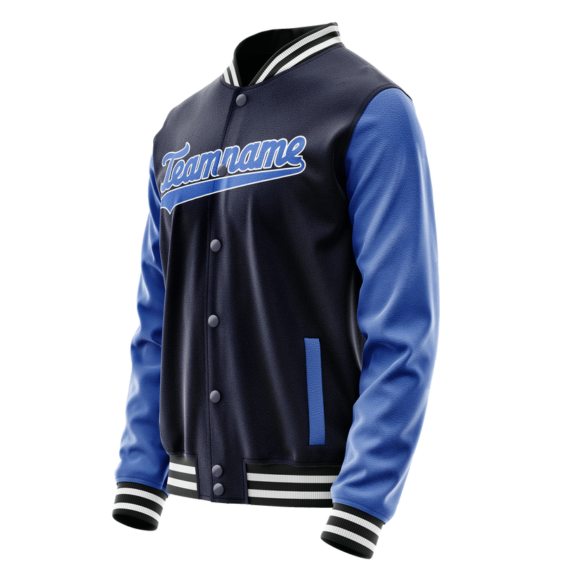 Custom Navy Royal Solid Color Varsity Letterman Jacket JA02240617KZ276