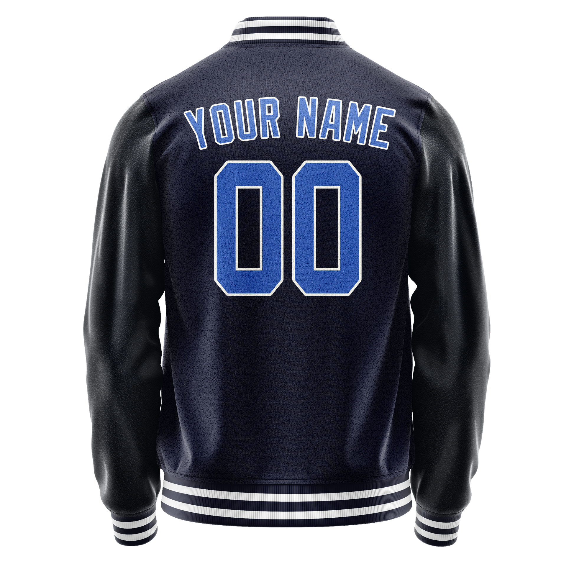Custom Navy Royal Solid Color Varsity Letterman Jacket JA02240617KZ296