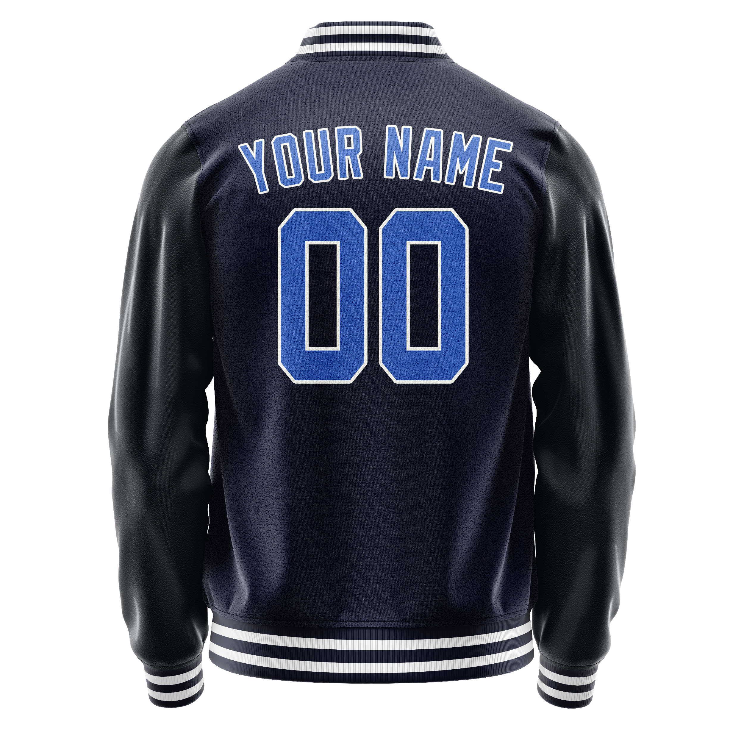 Custom Navy Royal Solid Color Varsity Letterman Jacket JA02240617KZ296