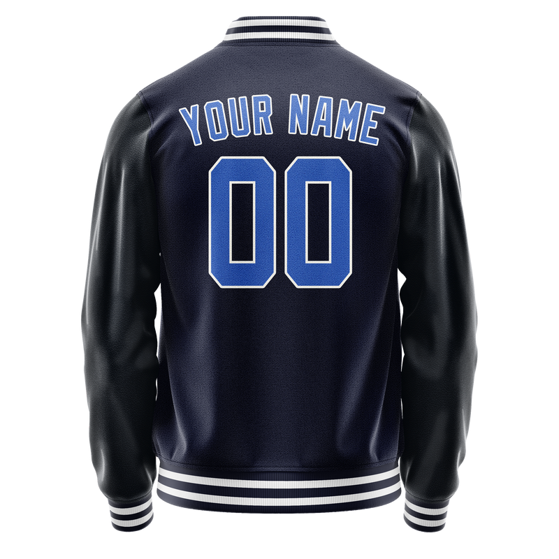 Custom Navy Royal Solid Color Varsity Letterman Jacket JA02240617KZ296