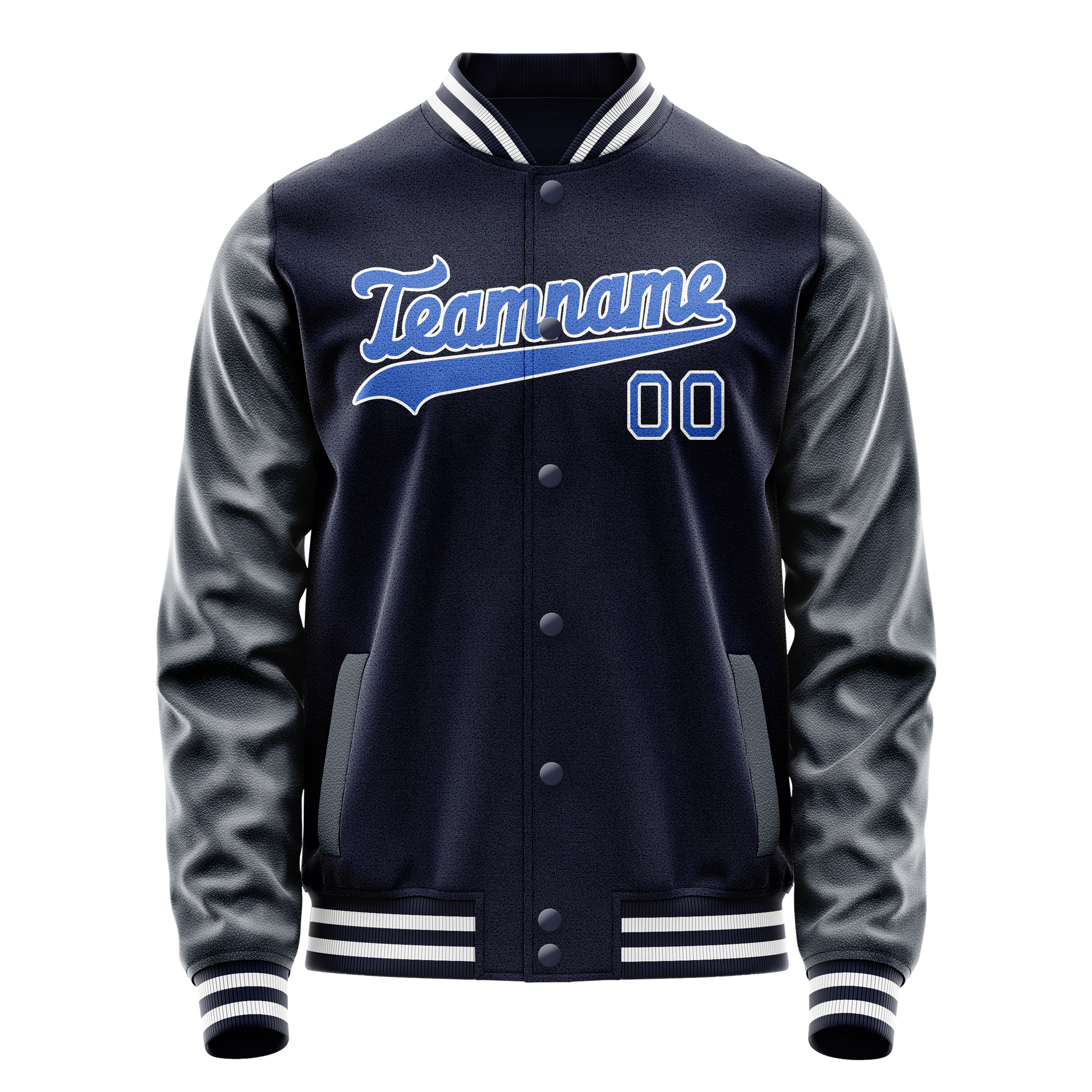 Custom Navy Royal Solid Color Varsity Letterman Jacket JA02240617KZ296