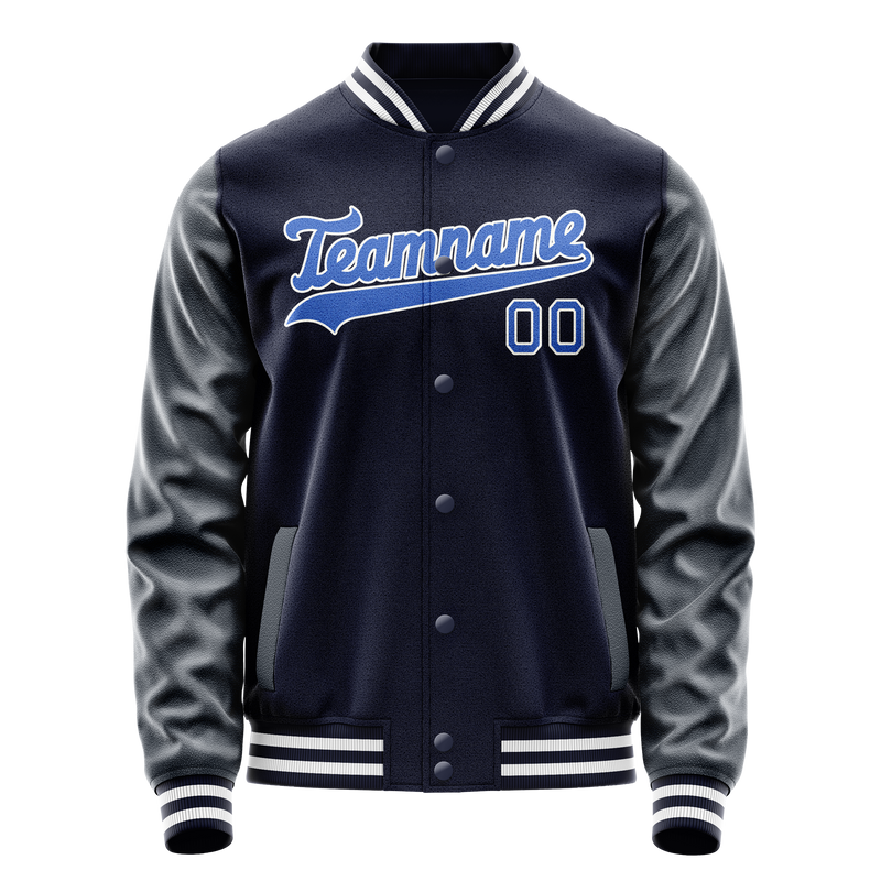 Custom Navy Royal Solid Color Varsity Letterman Jacket JA02240617KZ296