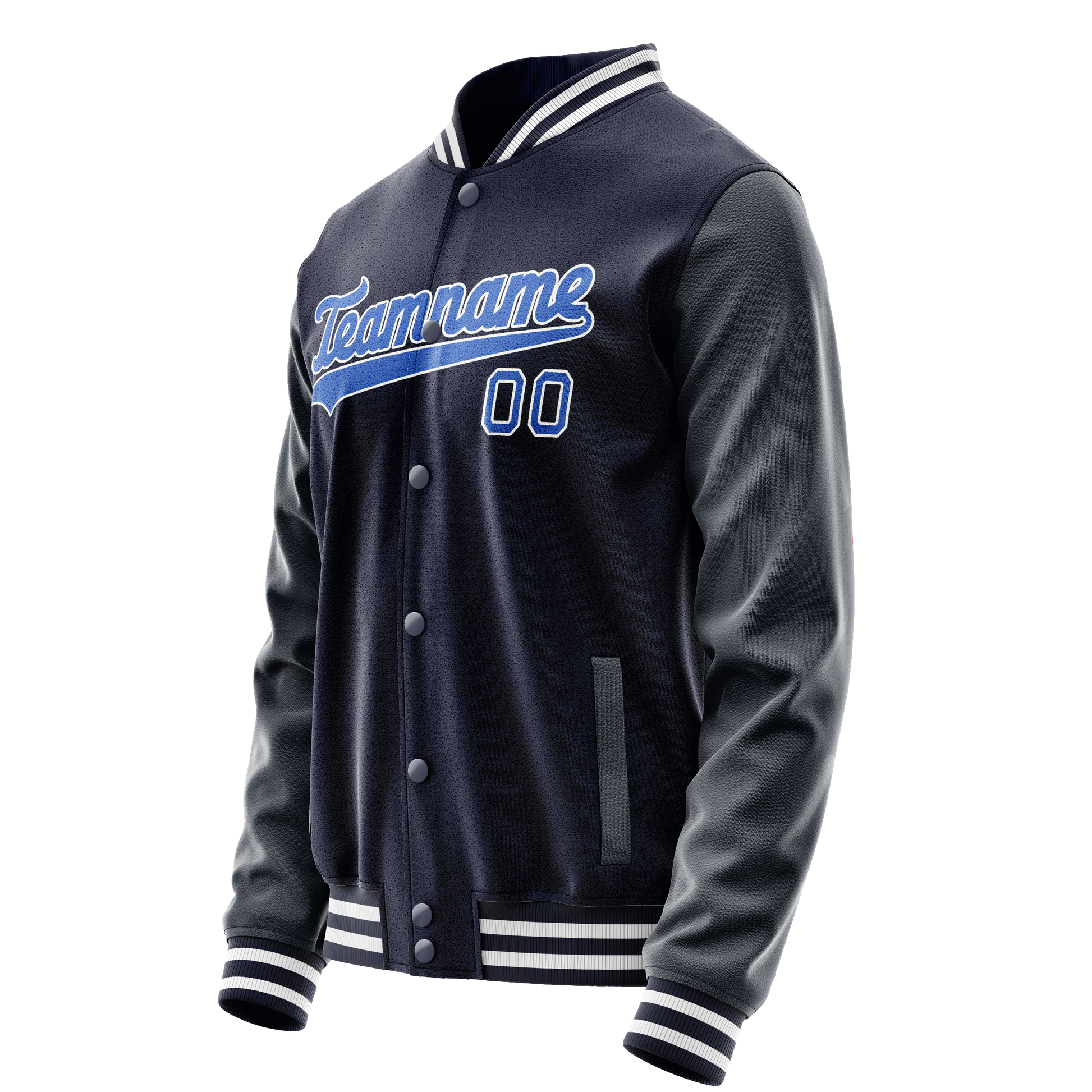 Custom Navy Royal Solid Color Varsity Letterman Jacket JA02240617KZ296