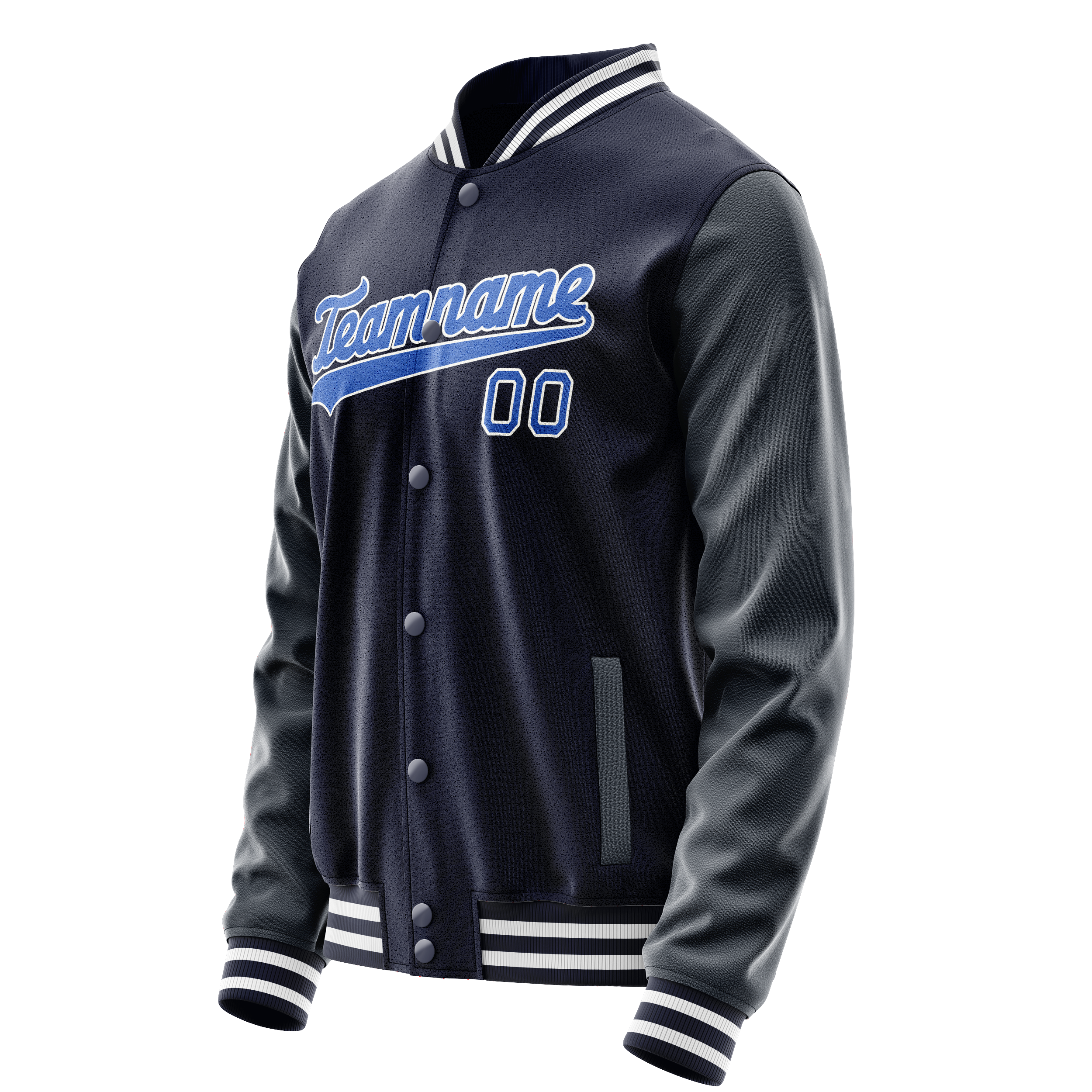 Custom Navy Royal Solid Color Varsity Letterman Jacket JA02240617KZ296